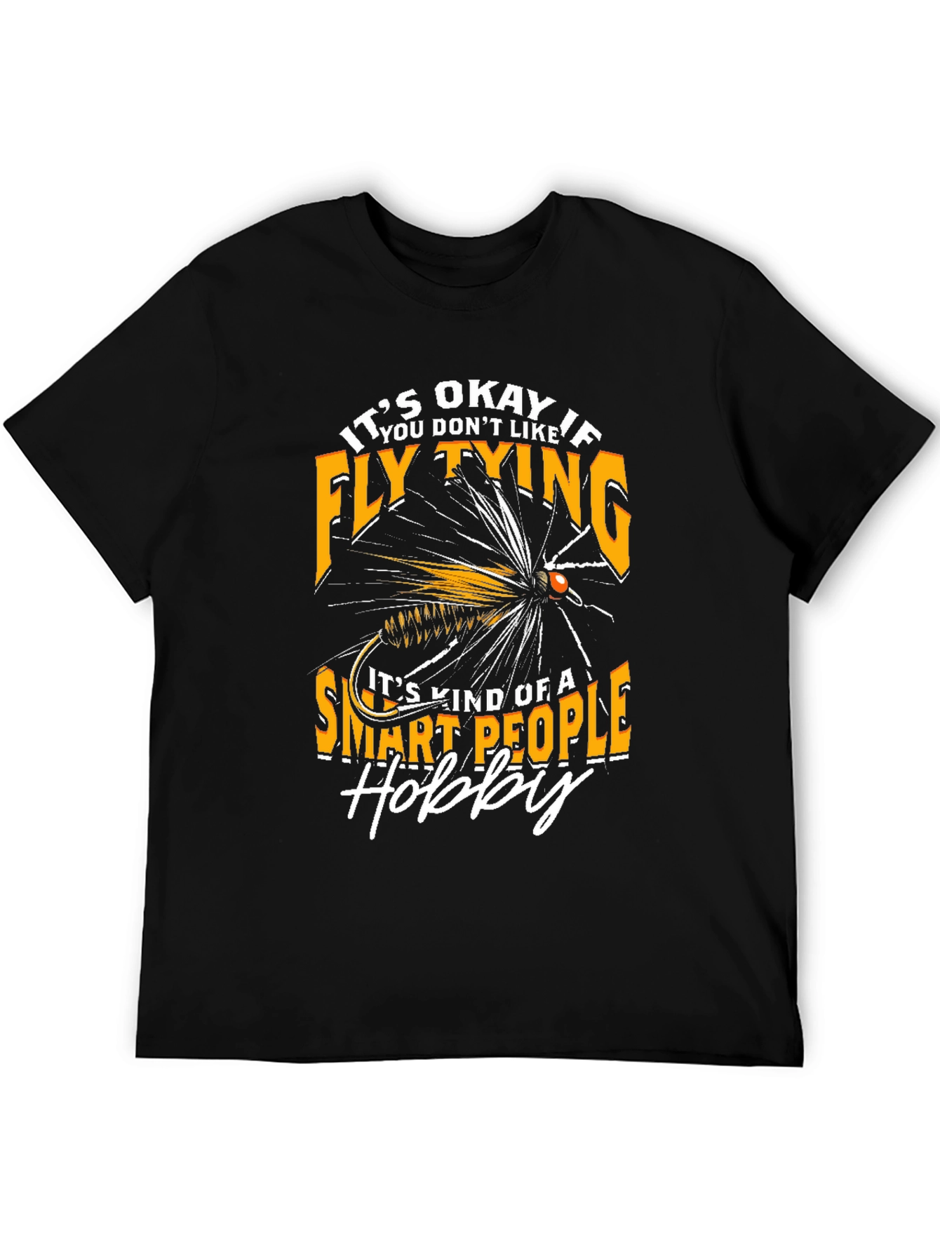 Black Fly Tying Hobby T-Shirt - Smart People Design view 5