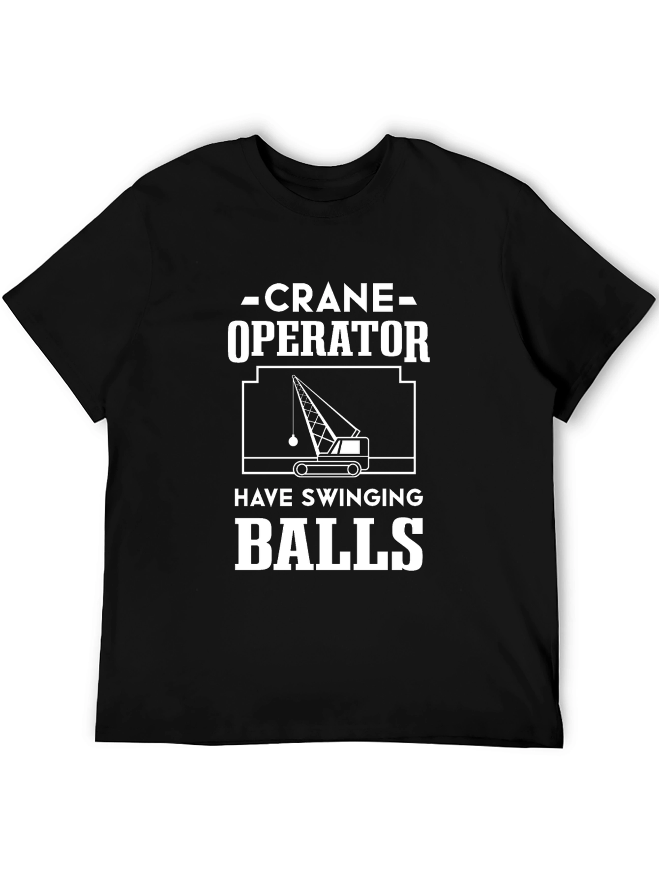 Black Crane Operator Swinging Balls Funny Graphic Tee view 5
