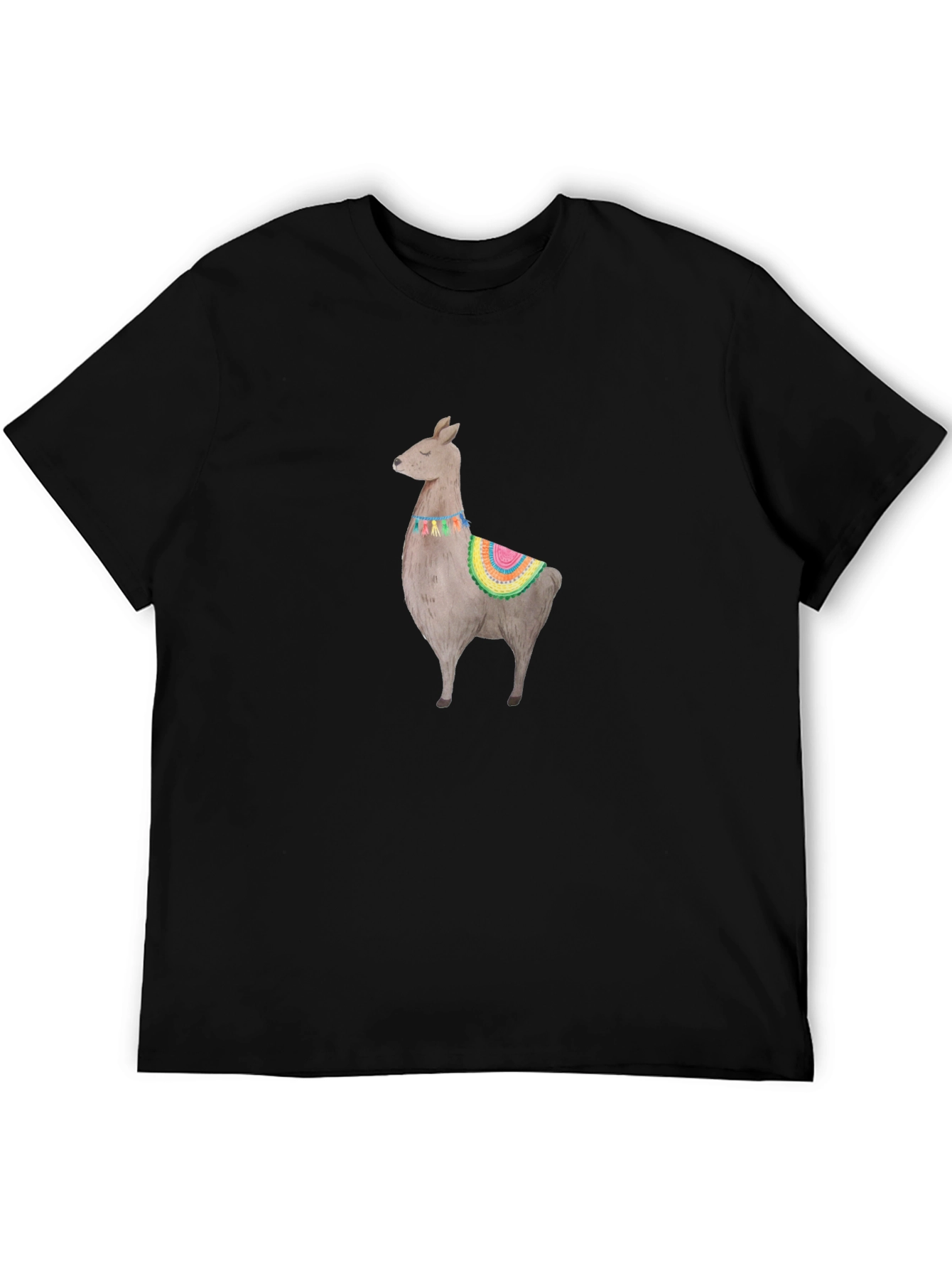 Black Llama Graphic Black T-Shirt view 5