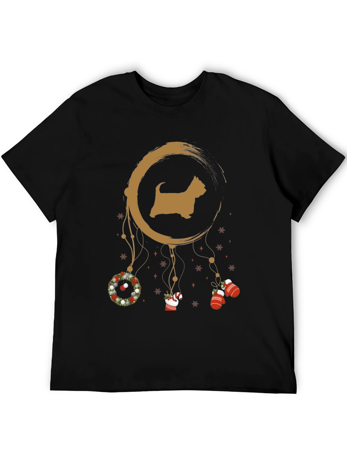 Black Holiday Dog Dreamcatcher Graphic Tee view 5