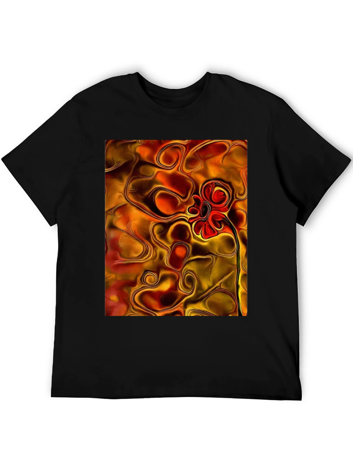 Black Abstract Flower Graphic Black T-Shirt view 5