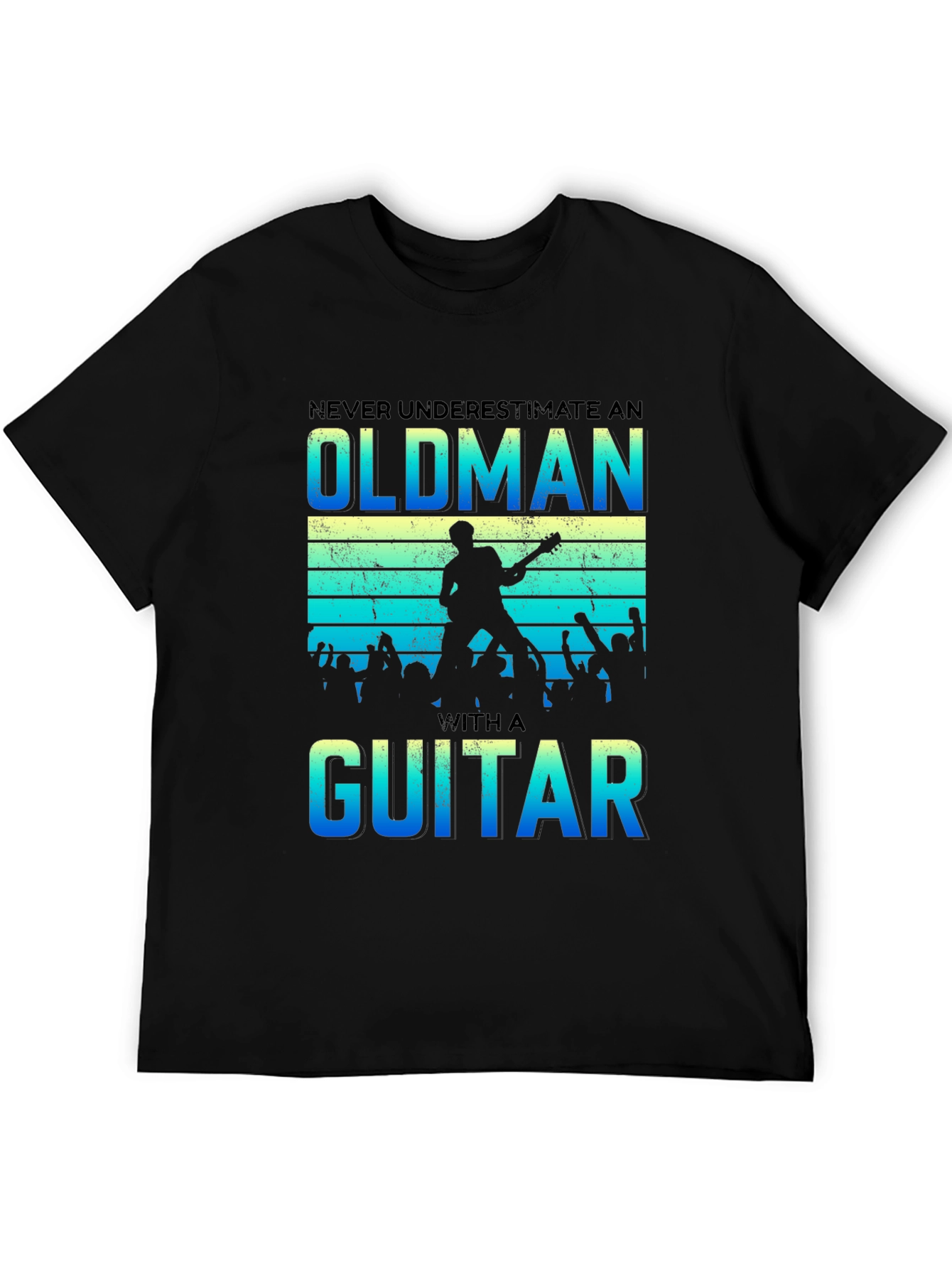 Black Never Underestimate an Old Man with a Guitar T-Shirt view 5