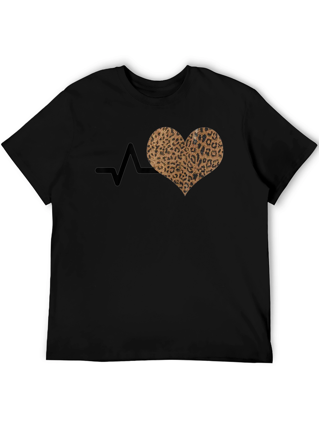 Black Leopard Heartbeat T-Shirt - Stylish Graphic Tee view 5