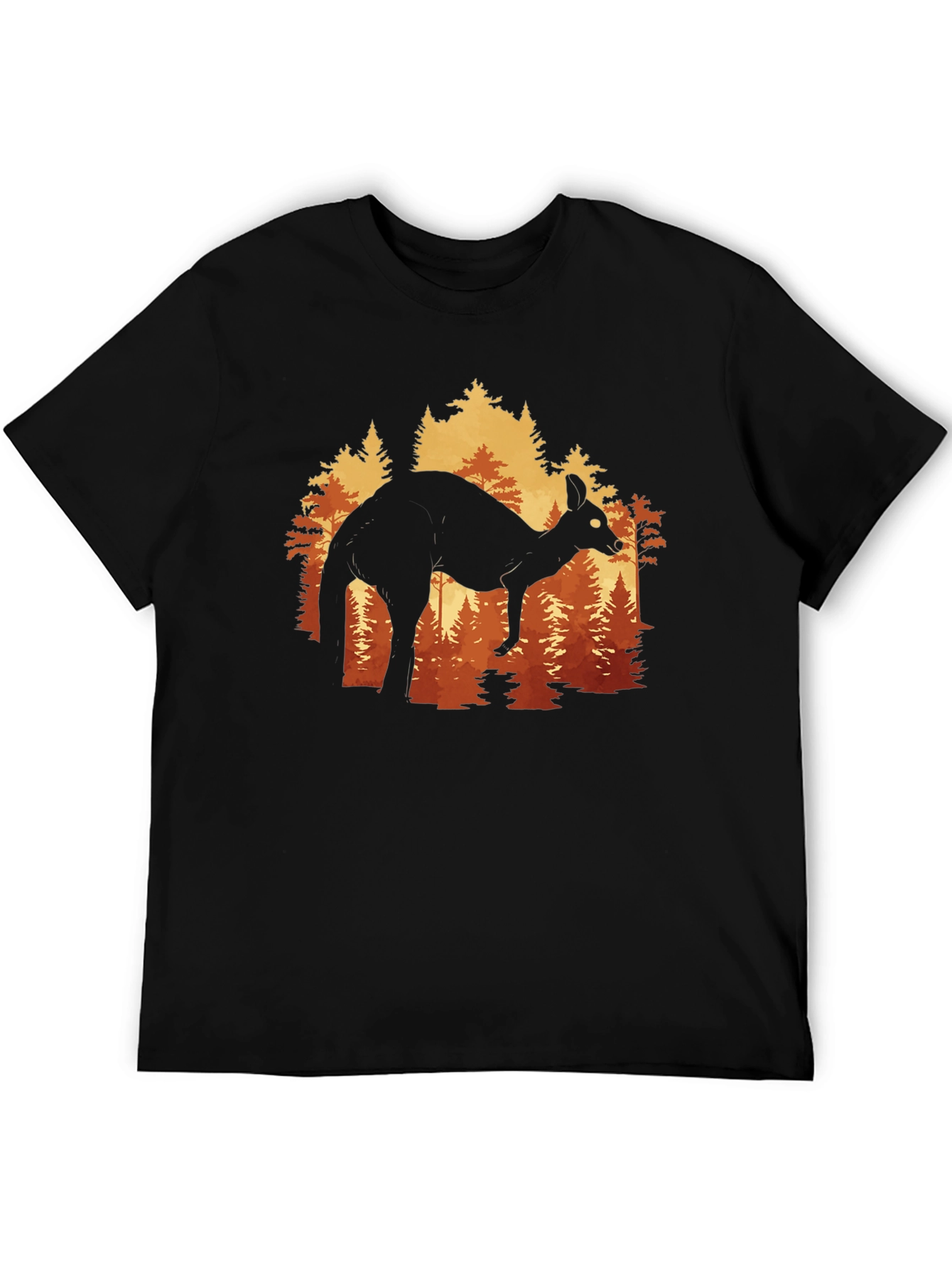 Black Kangaroo Forest Silhouette Graphic Tee - Unisex view 5