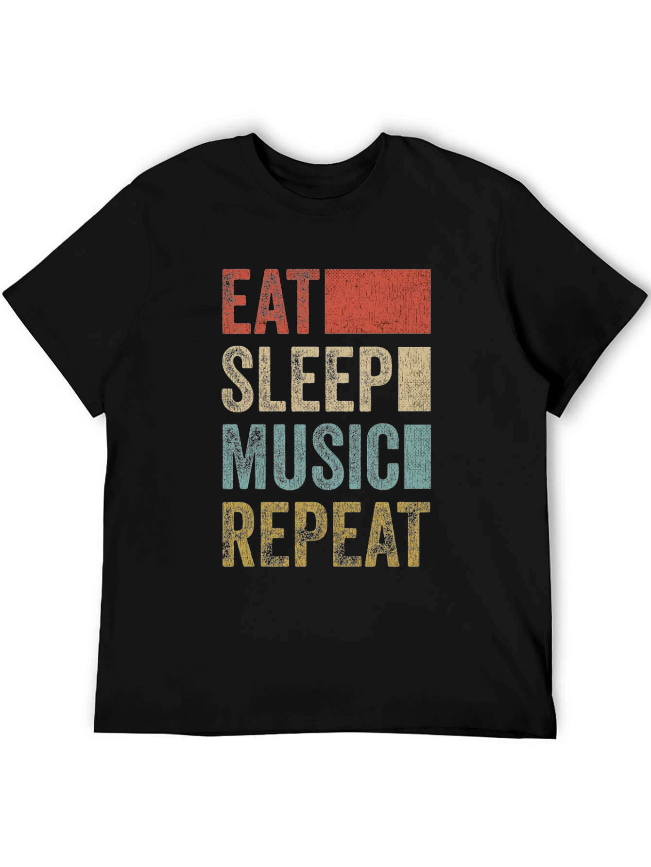 Black Eat Sleep Music Repeat Graphic Tee view 5