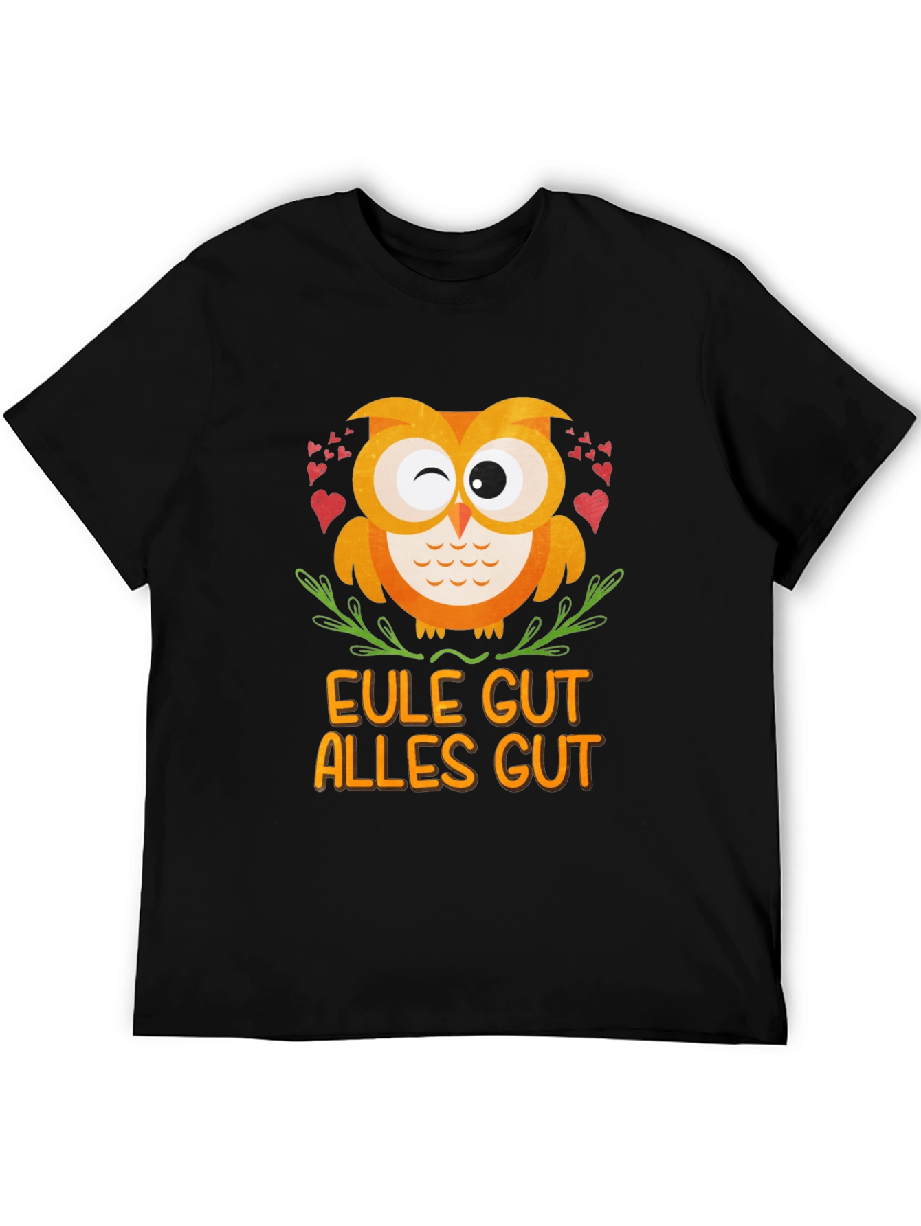Black Eule Gut Alles Gut Owl T-Shirt - Black view 5