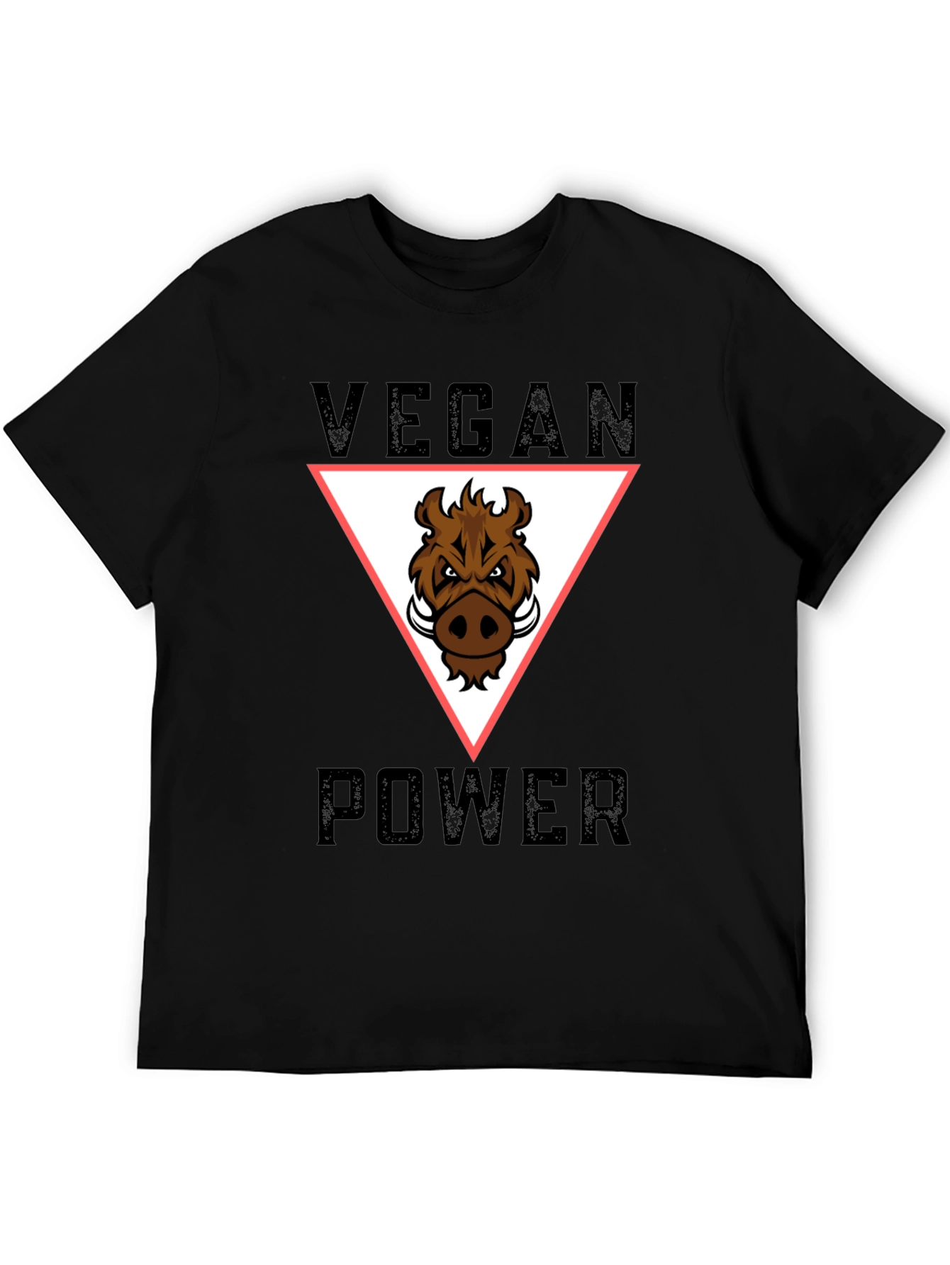 Black Vegan Power T-Shirt - Boar Graphic Tee view 5
