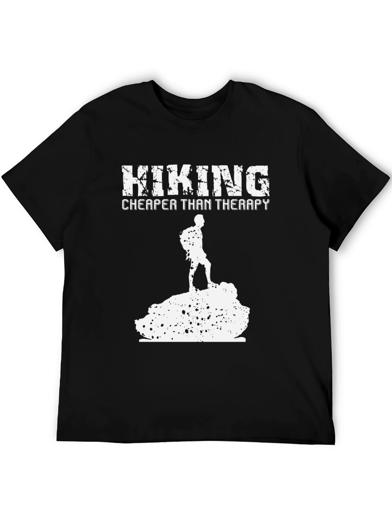 Black Hiking Cheaper Than Therapy Black T-Shirt view 5