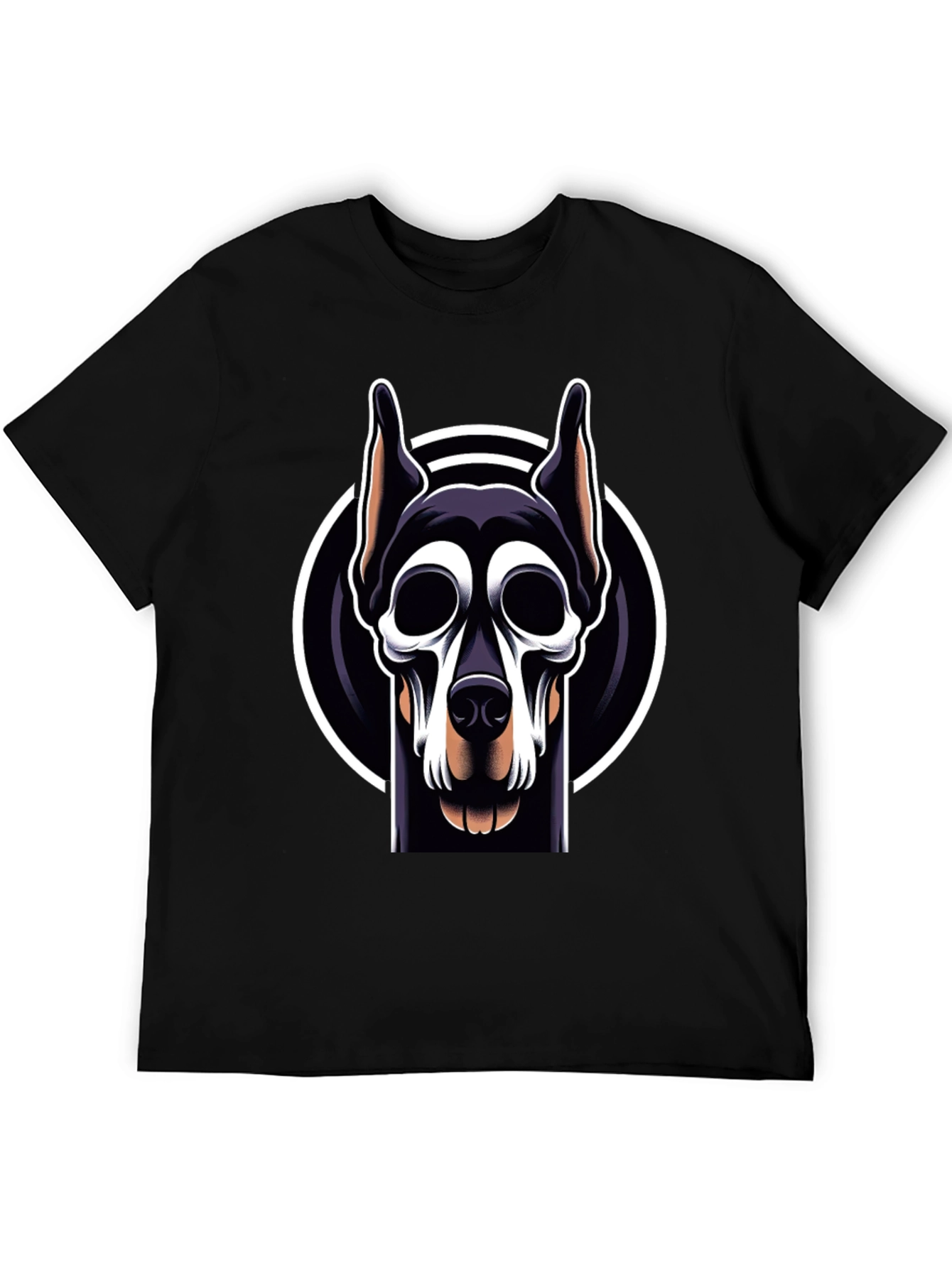 Black Doberman Skull Graphic Tee - Black view 5