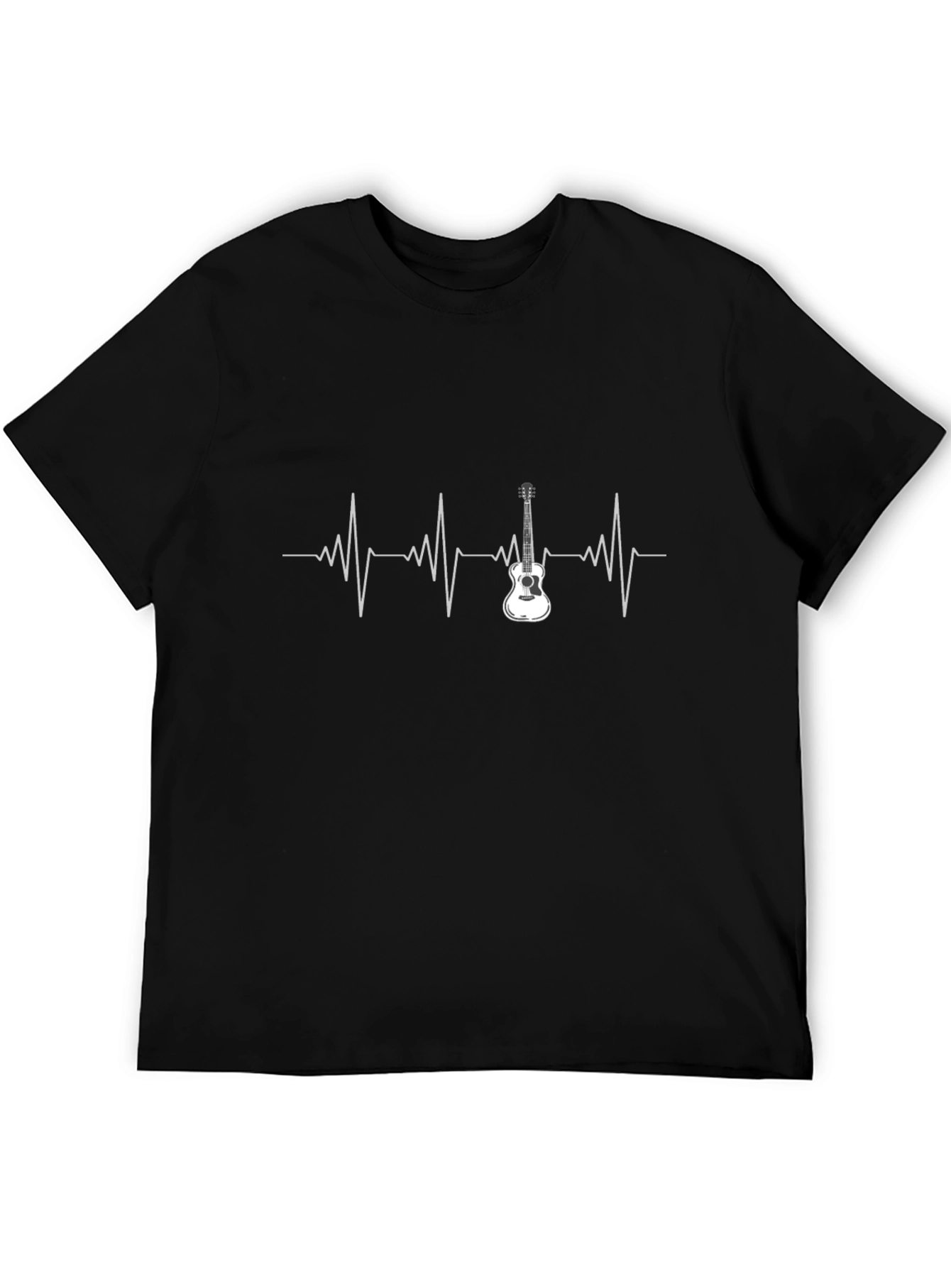 Black Guitar Heartbeat Graphic Tee - Black view 5