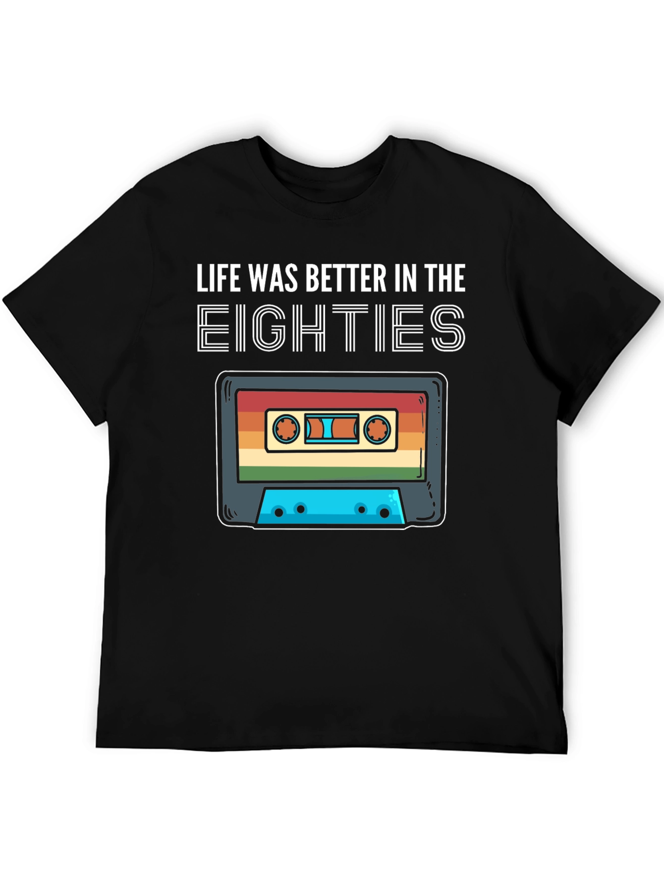 Black Retro 80s Cassette Tape T-Shirt - Life Was Better view 5
