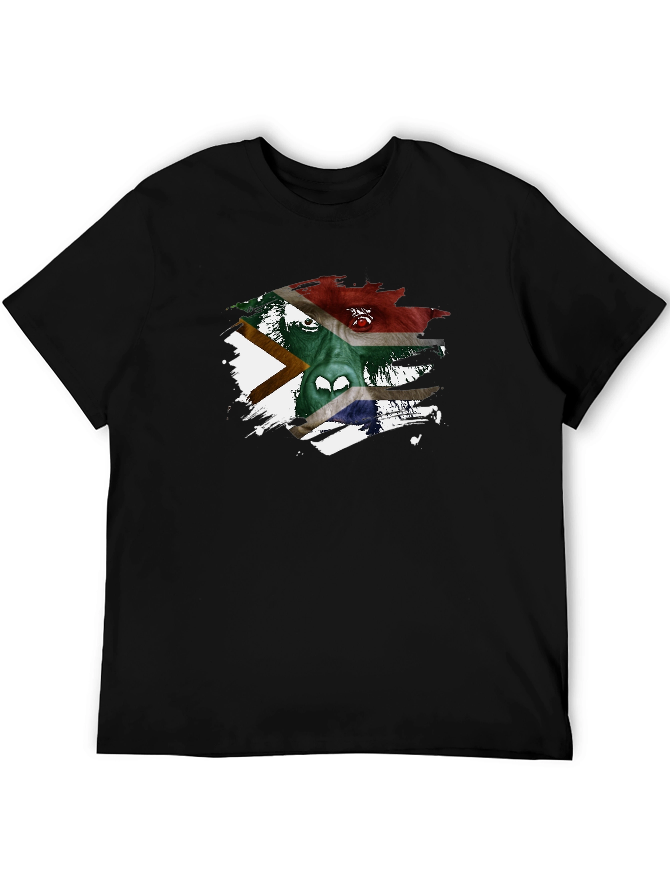 Black South Africa Flag Gorilla Graphic Black T-Shirt view 5