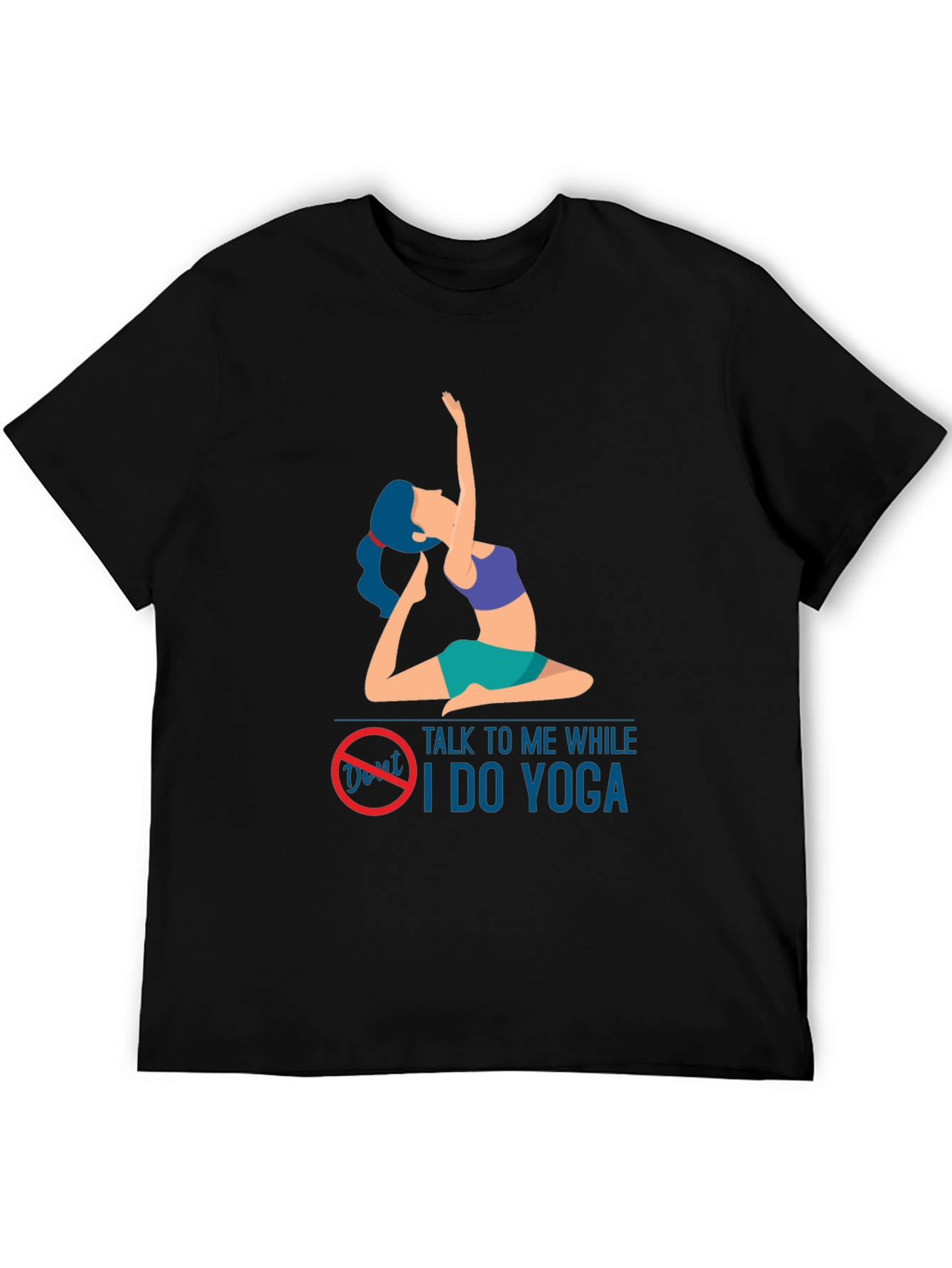 Black Yoga Lover T-Shirt: Don't Talk to Me While I Do Yoga view 5