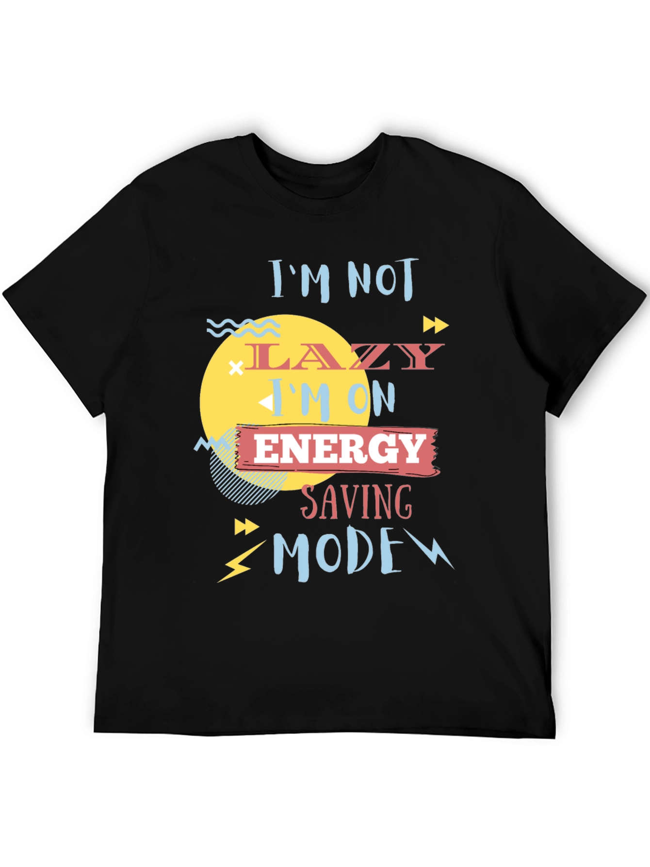 Black Funny Energy Saving Mode T-Shirt view 5