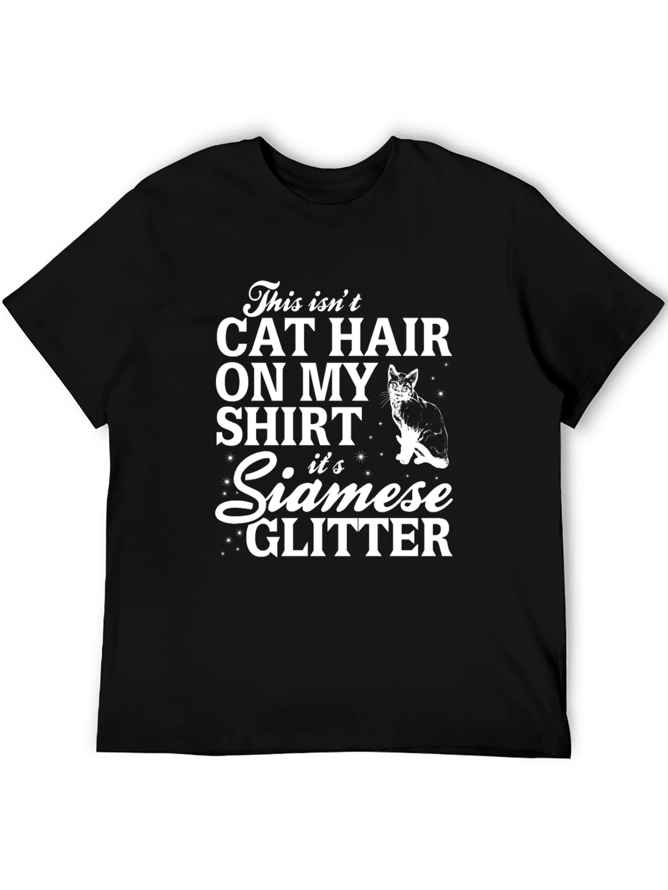 Black Cat Hair Siamese Glitter T-Shirt view 5
