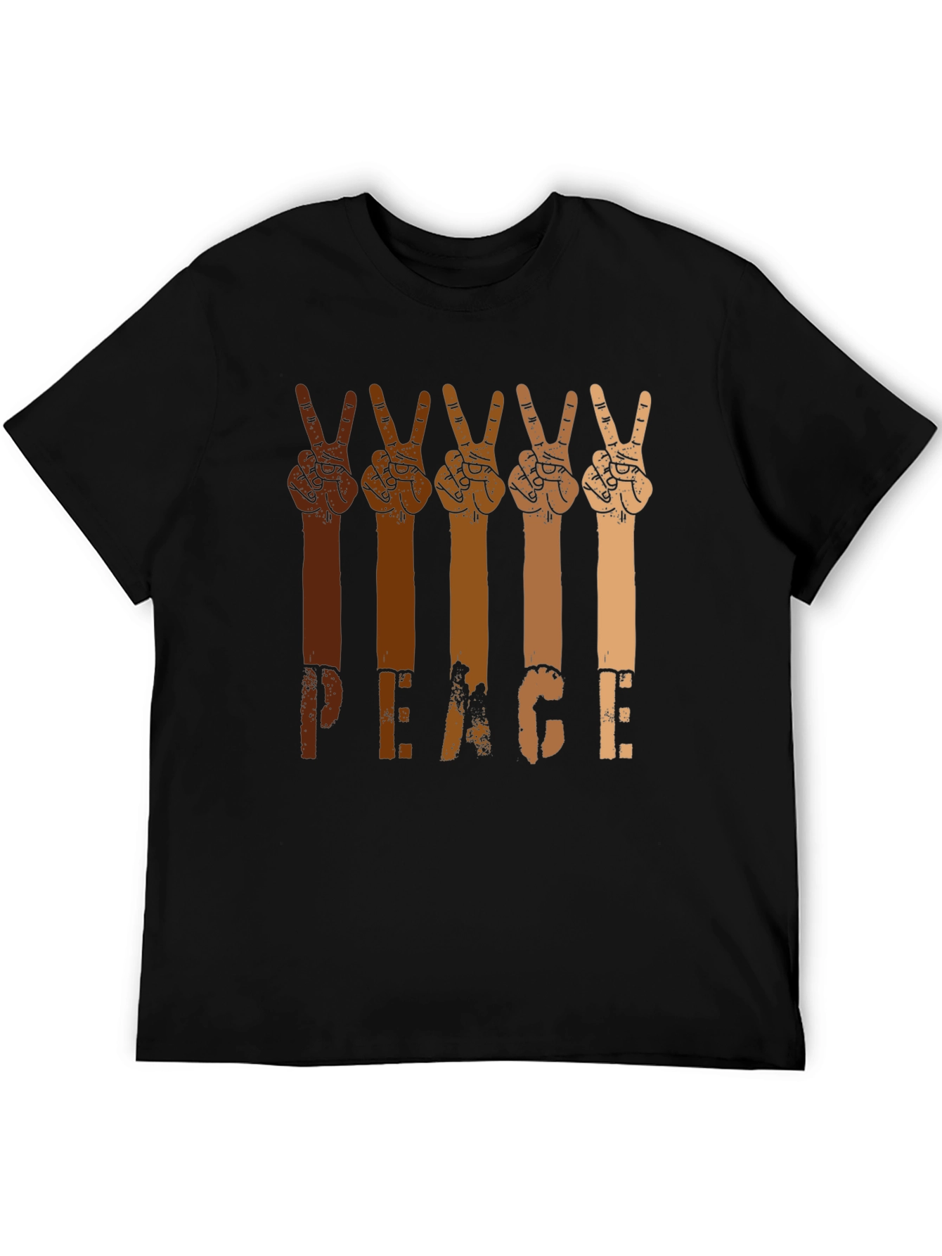 Black Peace Hands Graphic Tee - Multi-Skin Tone Unity Shirt view 5