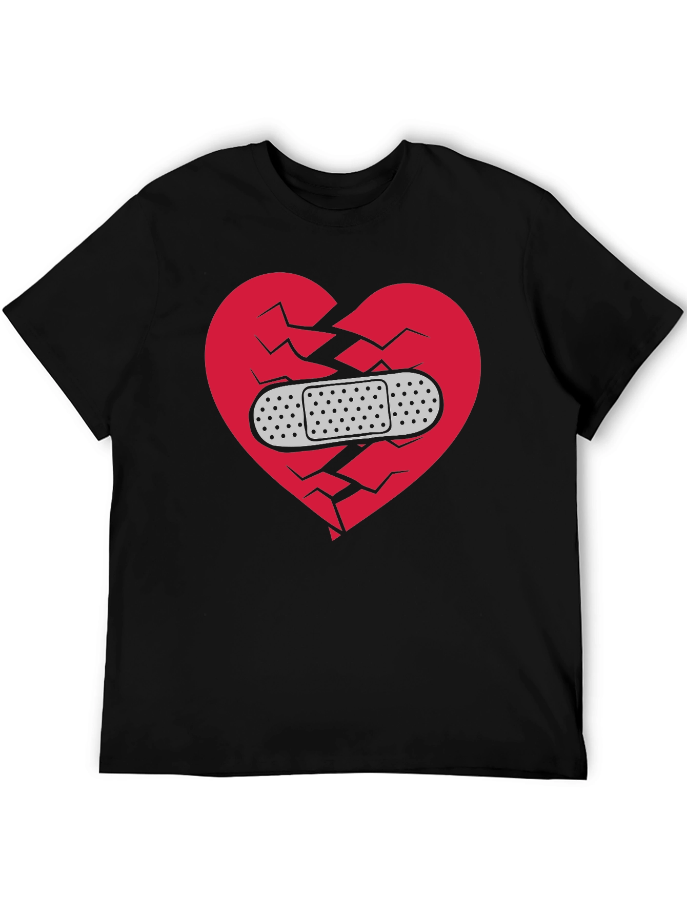 Black Broken Heart Healed T-Shirt - Mens Black Graphic Tee view 5