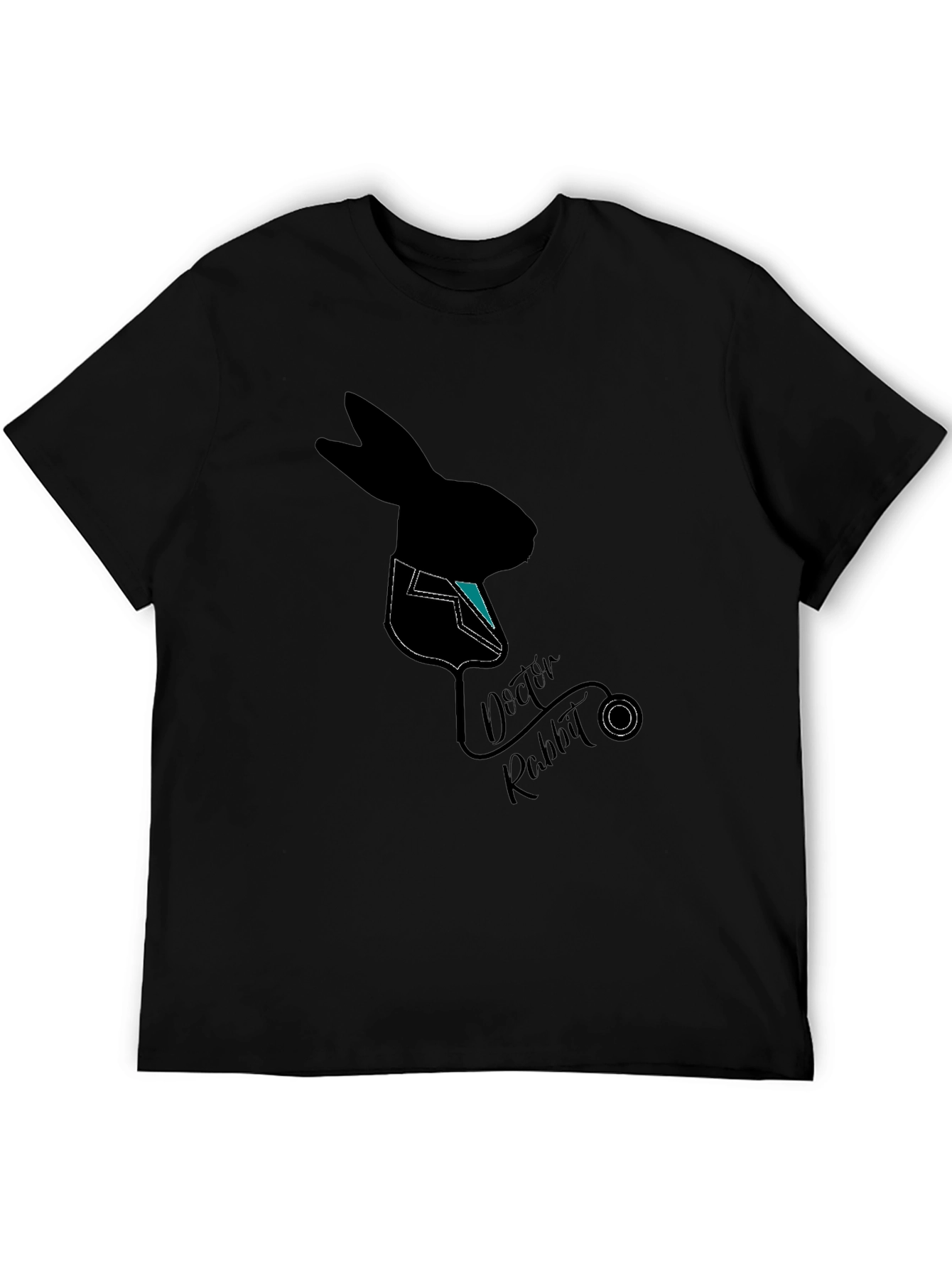 Black Doctor Rabbit Graphic T-Shirt - Black Cotton Tee view 5