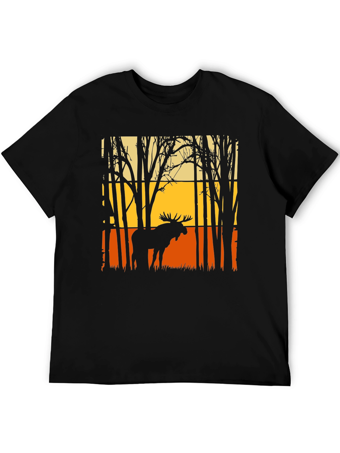 Black Moose Silhouette Graphic Tee - Nature Lover's T-Shirt view 5