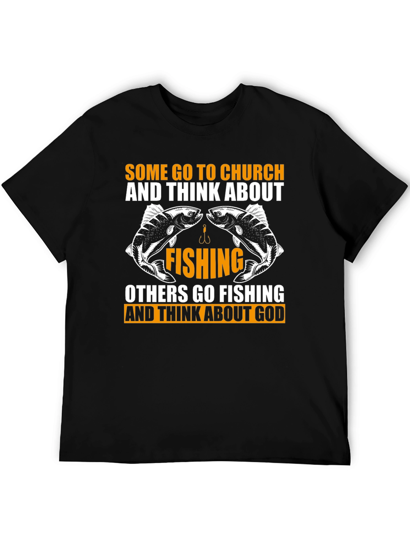 Black Fishing & God Graphic Tee - Black Cotton T-Shirt view 5