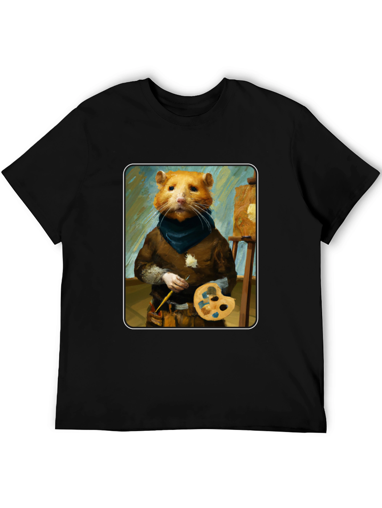 Black Hamster Painter T-Shirt - Artistic Novelty Tee view 5