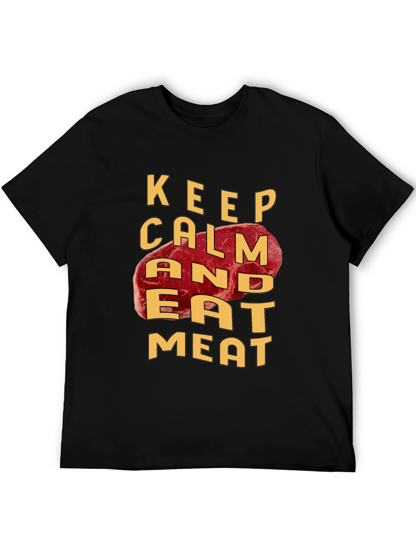 Black Keep Calm and Eat Meat T-Shirt view 5