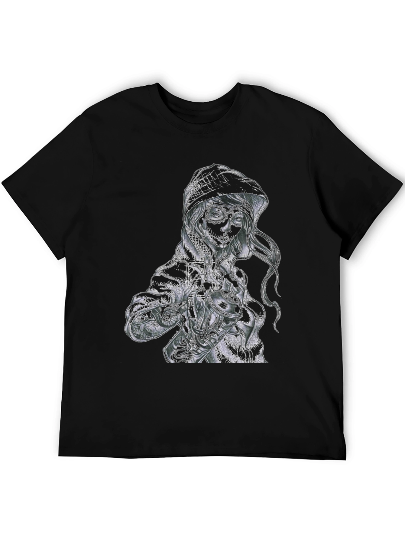Black Sugar Skull Woman Graphic T-Shirt view 5