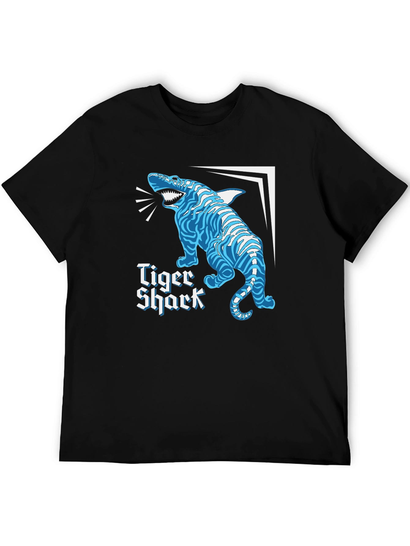 Black Tiger Shark Graphic Tee - Novelty Shirt view 5