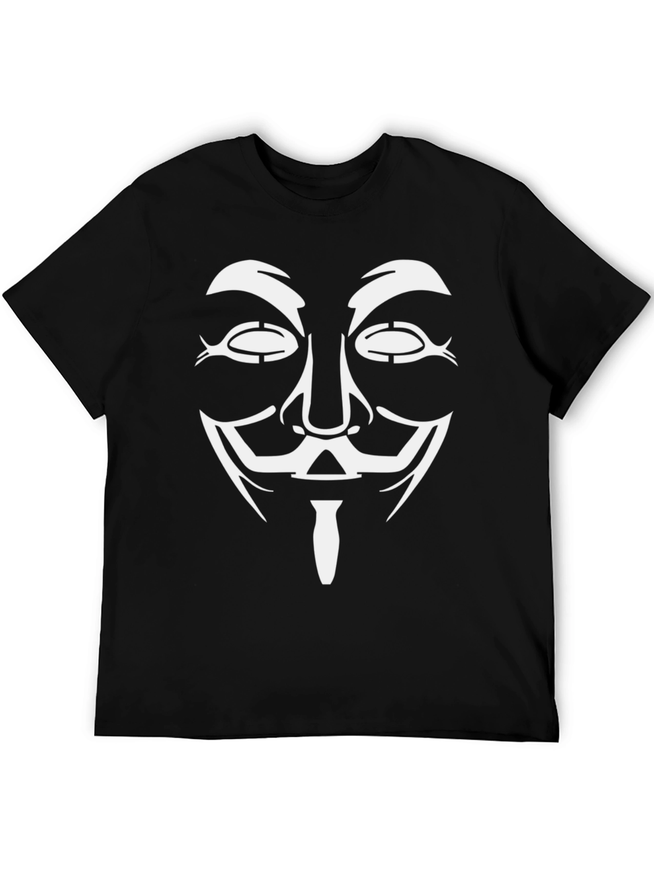 Black Anonymous Mask Graphic Black T-Shirt view 5