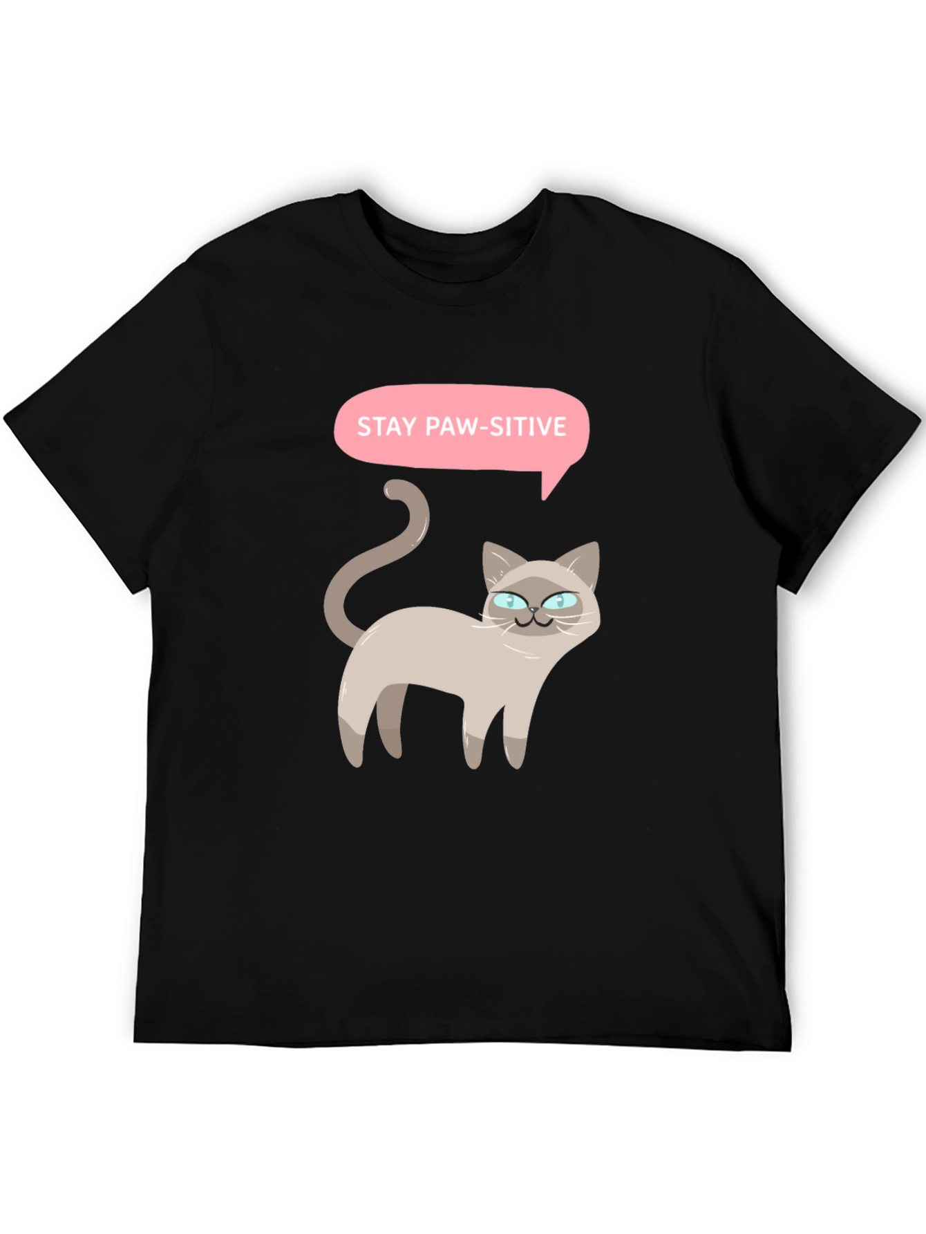 Black Stay Paw-sitive Cat Graphic T-Shirt view 5