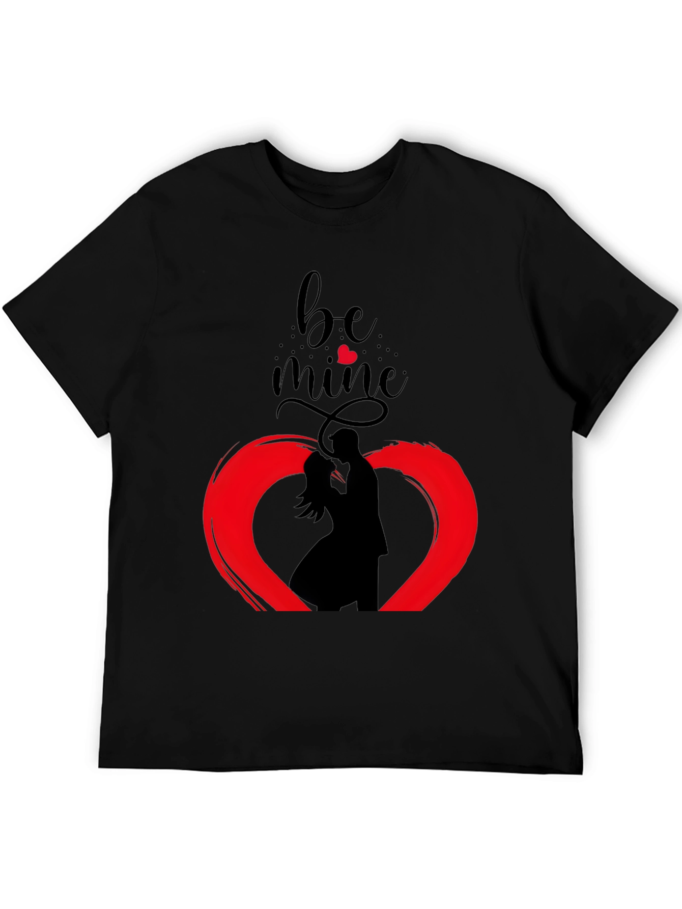 Black Be Mine Valentine's Graphic Tee - Stylish Black Cotton view 5