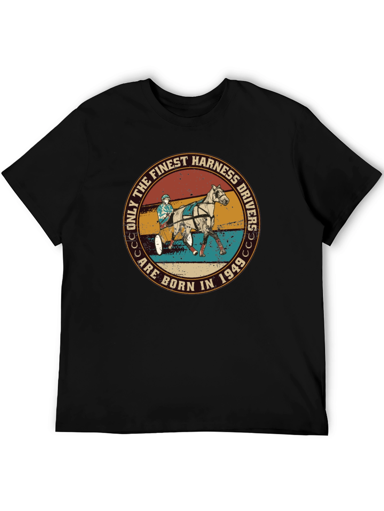Black Finest Harness Drivers Born in 1949 T-Shirt view 5