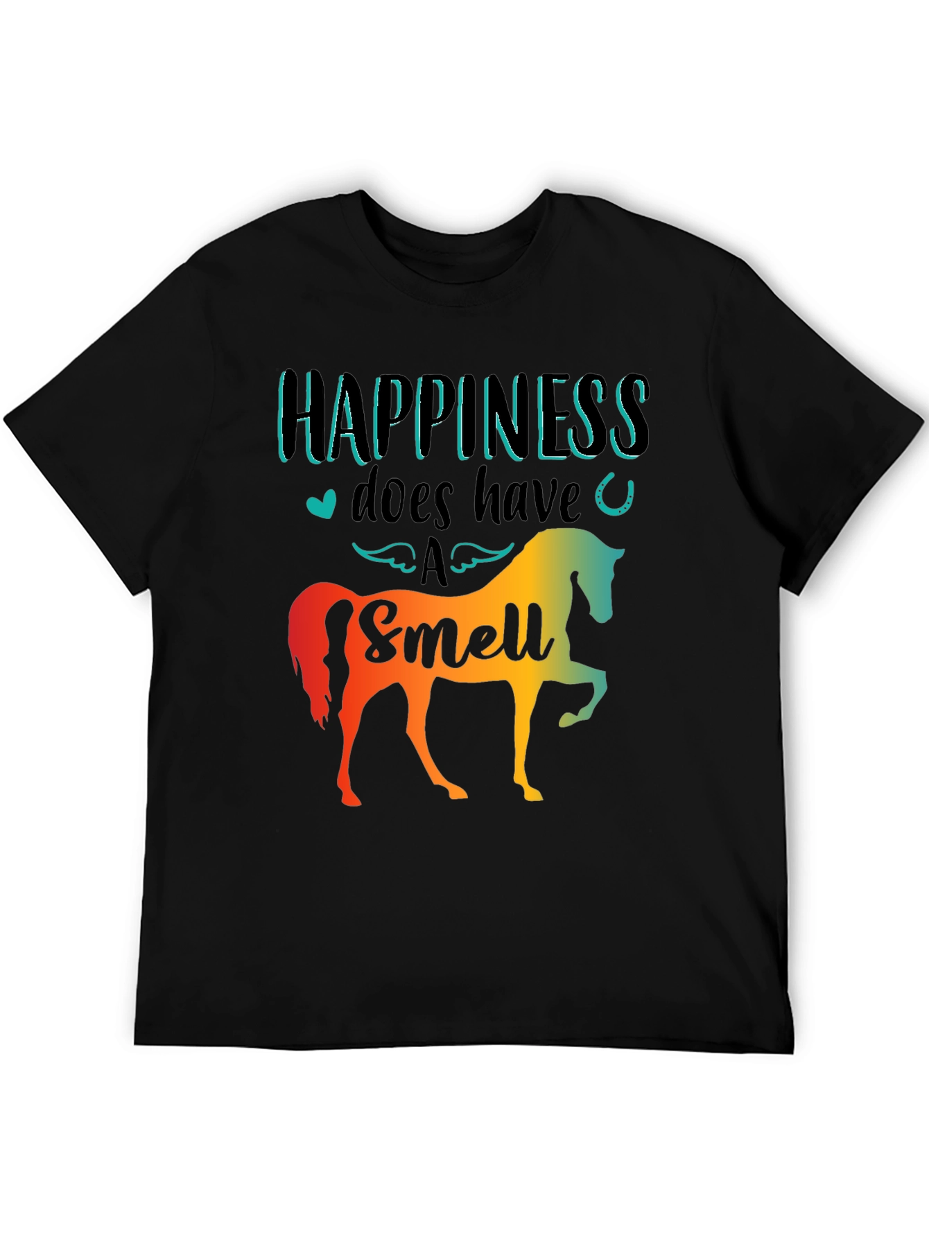 Black Happiness Has a Smell Horse T-Shirt view 5