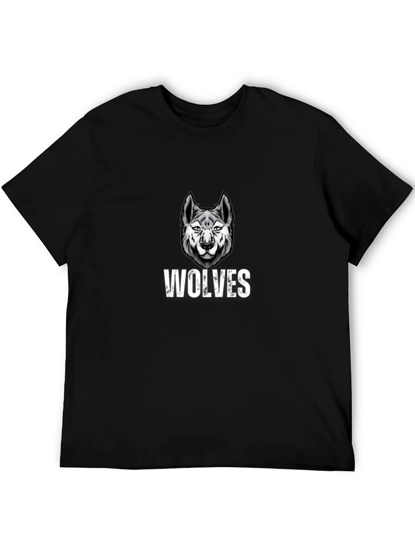 Black Wolves Graphic Print Black T-Shirt view 5