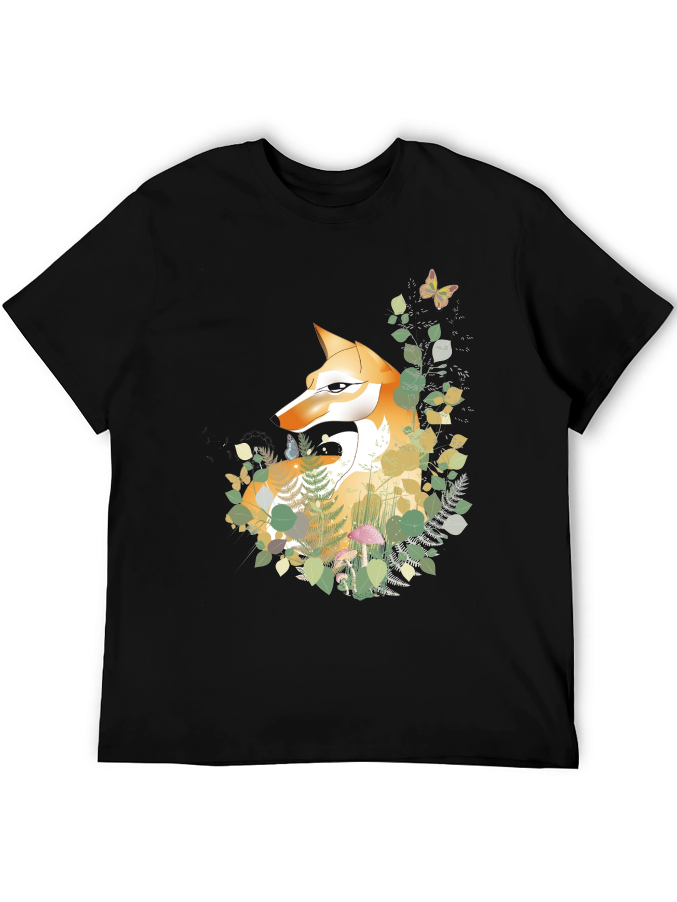 Black Fox & Forest Graphic Tee - Nature Inspired Design view 5