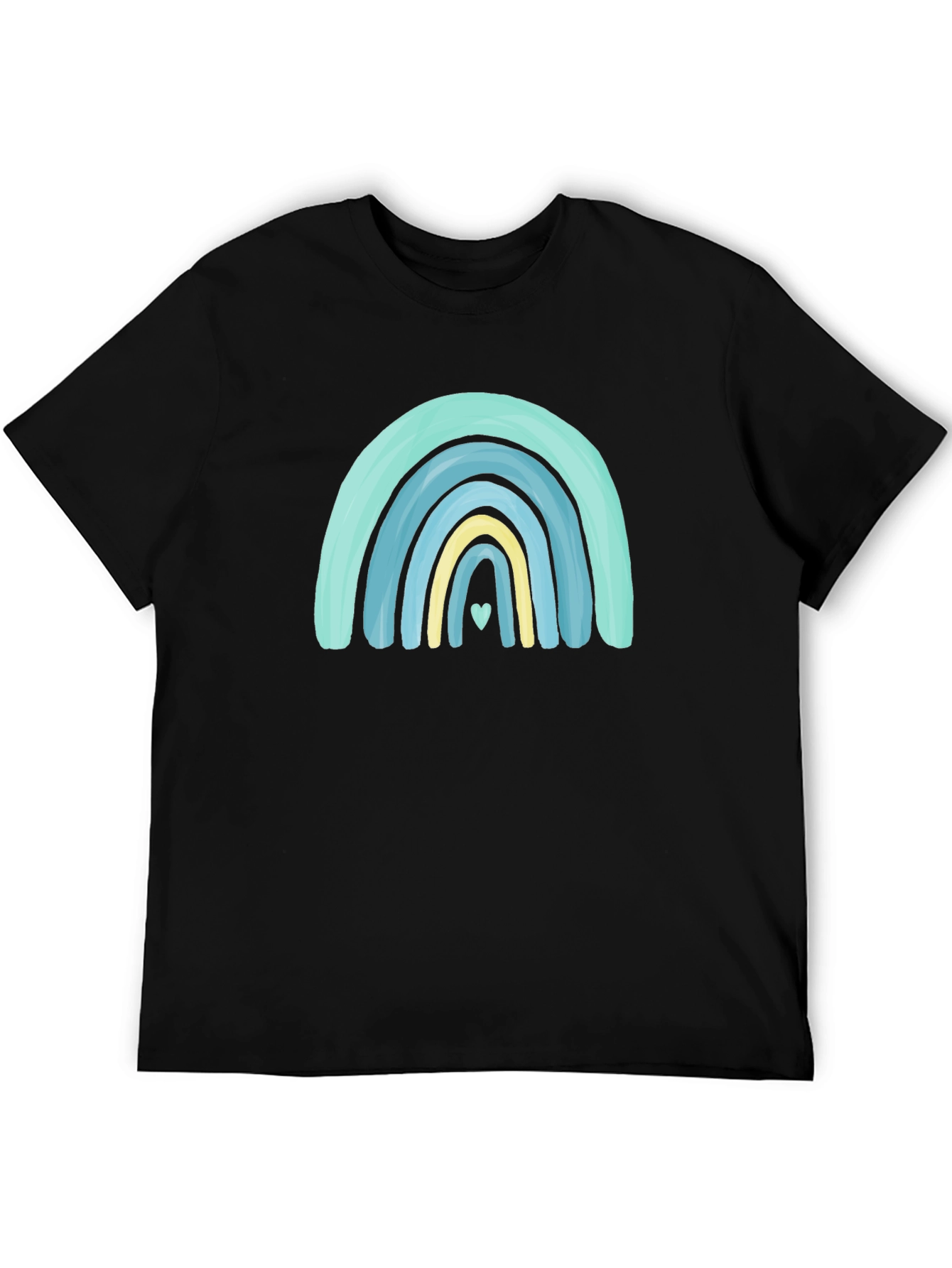 Black Rainbow Heart Graphic Black Tee view 5