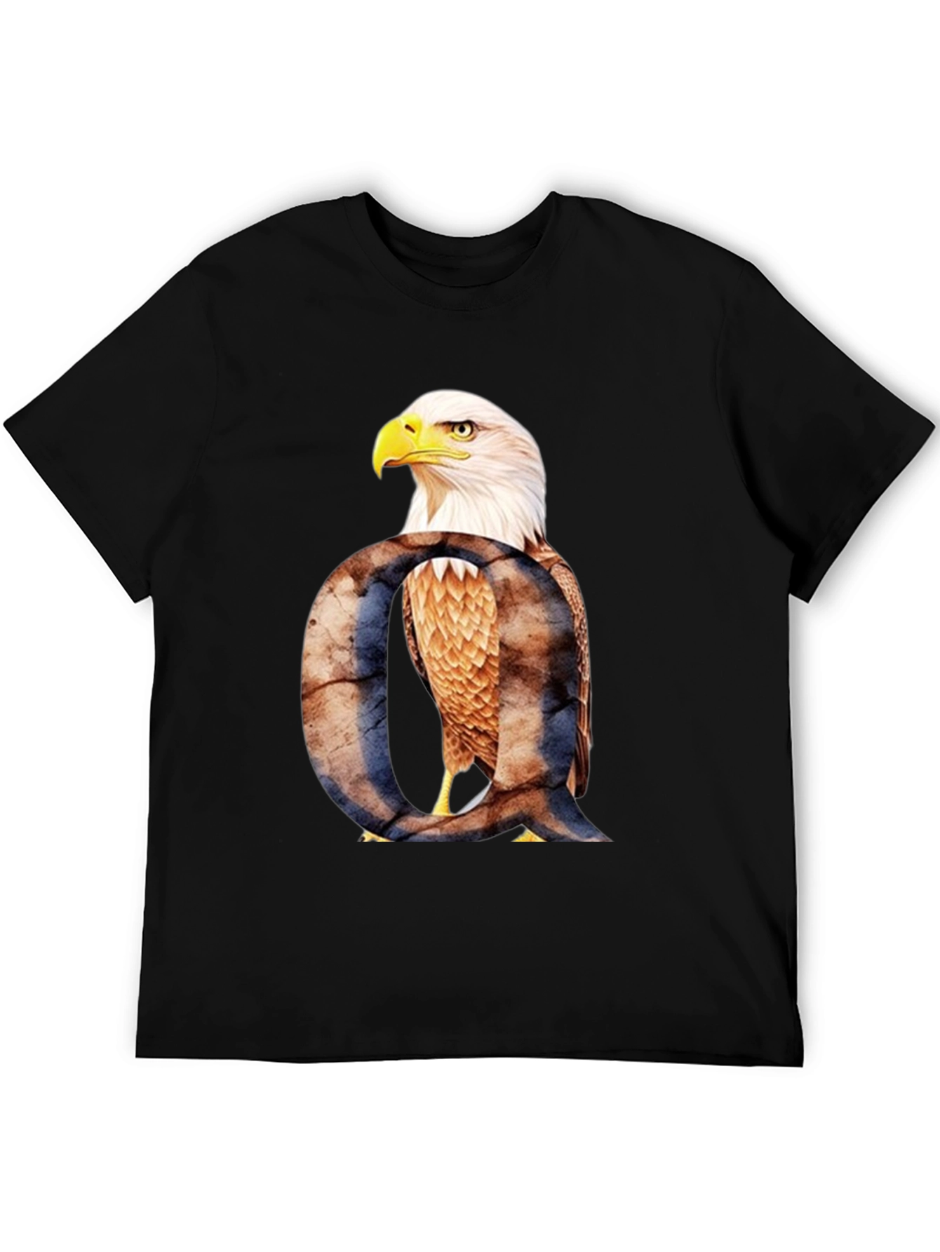 Black Eagle Letter Q Graphic T-Shirt view 5