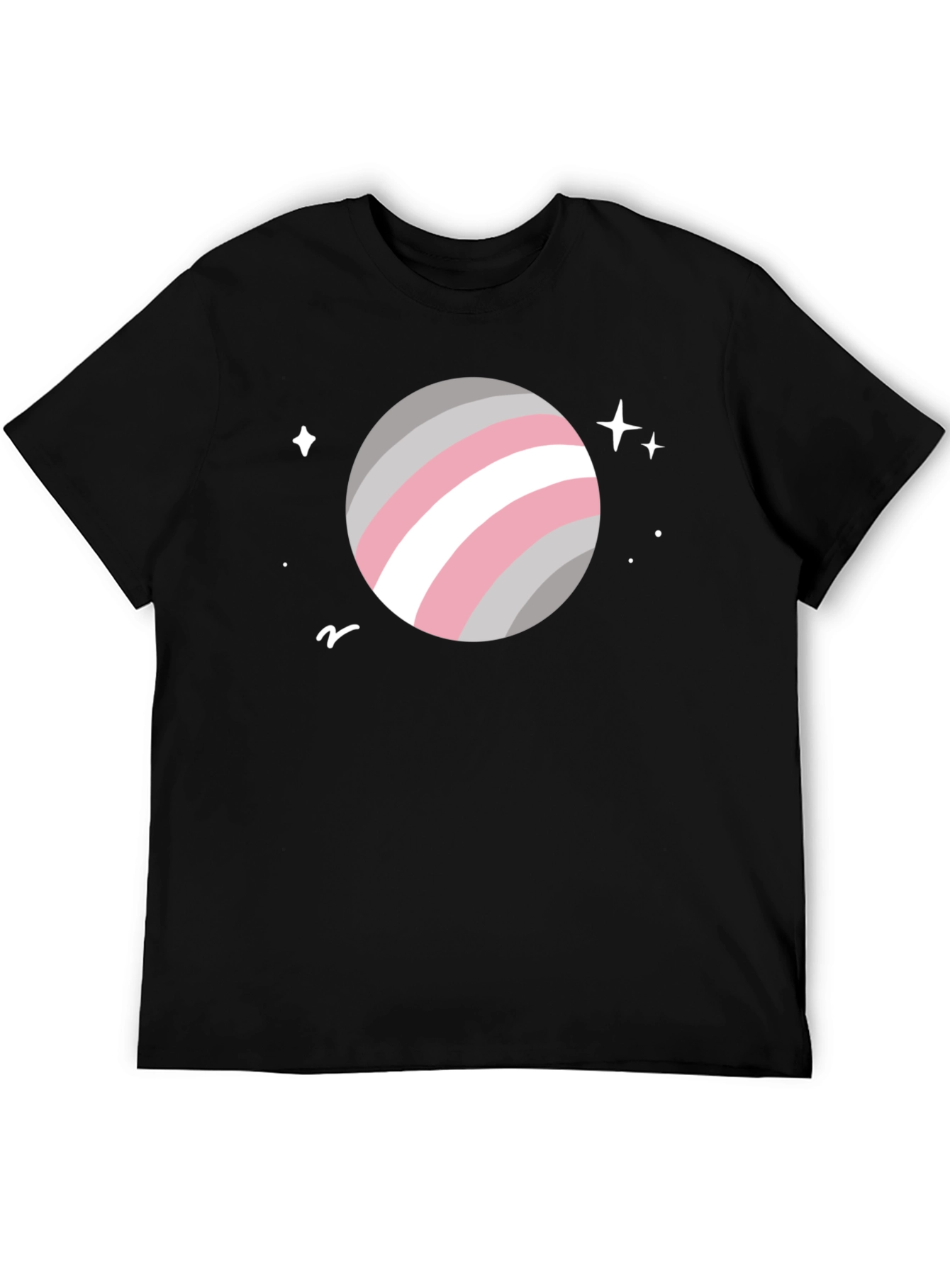 Black Trendy Space Planet Graphic Tee - Black Cotton Blend view 5