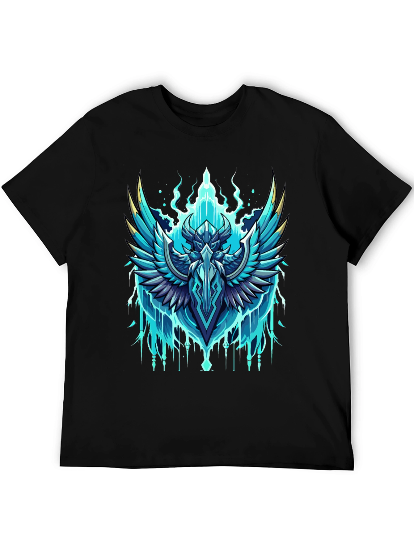 Black Epic Winged Crest Graphic Tee - Black Cotton view 5