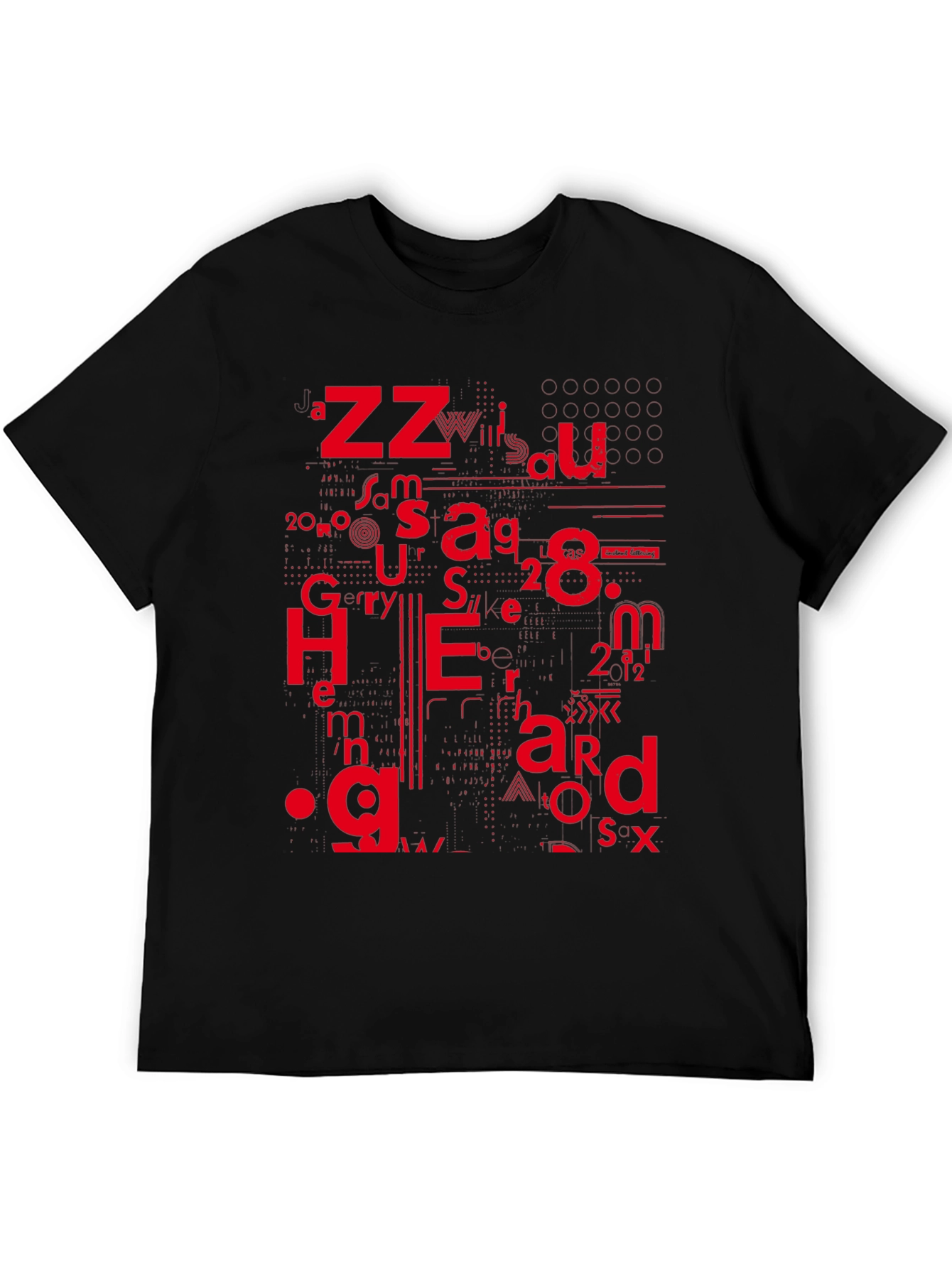 Abstract Typographic Graphic Black T-Shirt - 5