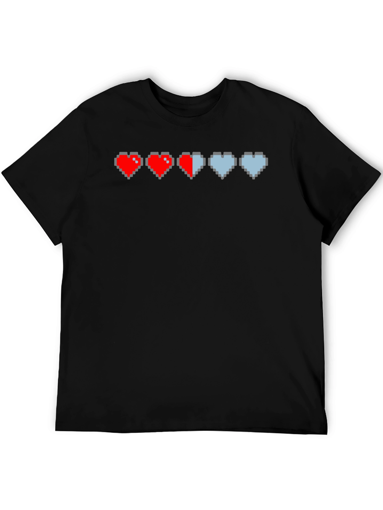 Black Gamer Pixel Heart T-Shirt - Life Bar Design view 5