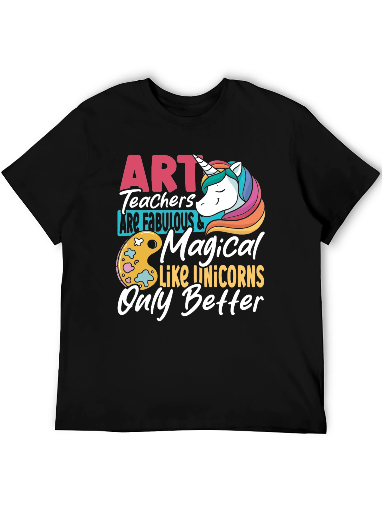 Black Art Teacher Unicorn Graphic T-Shirt view 5