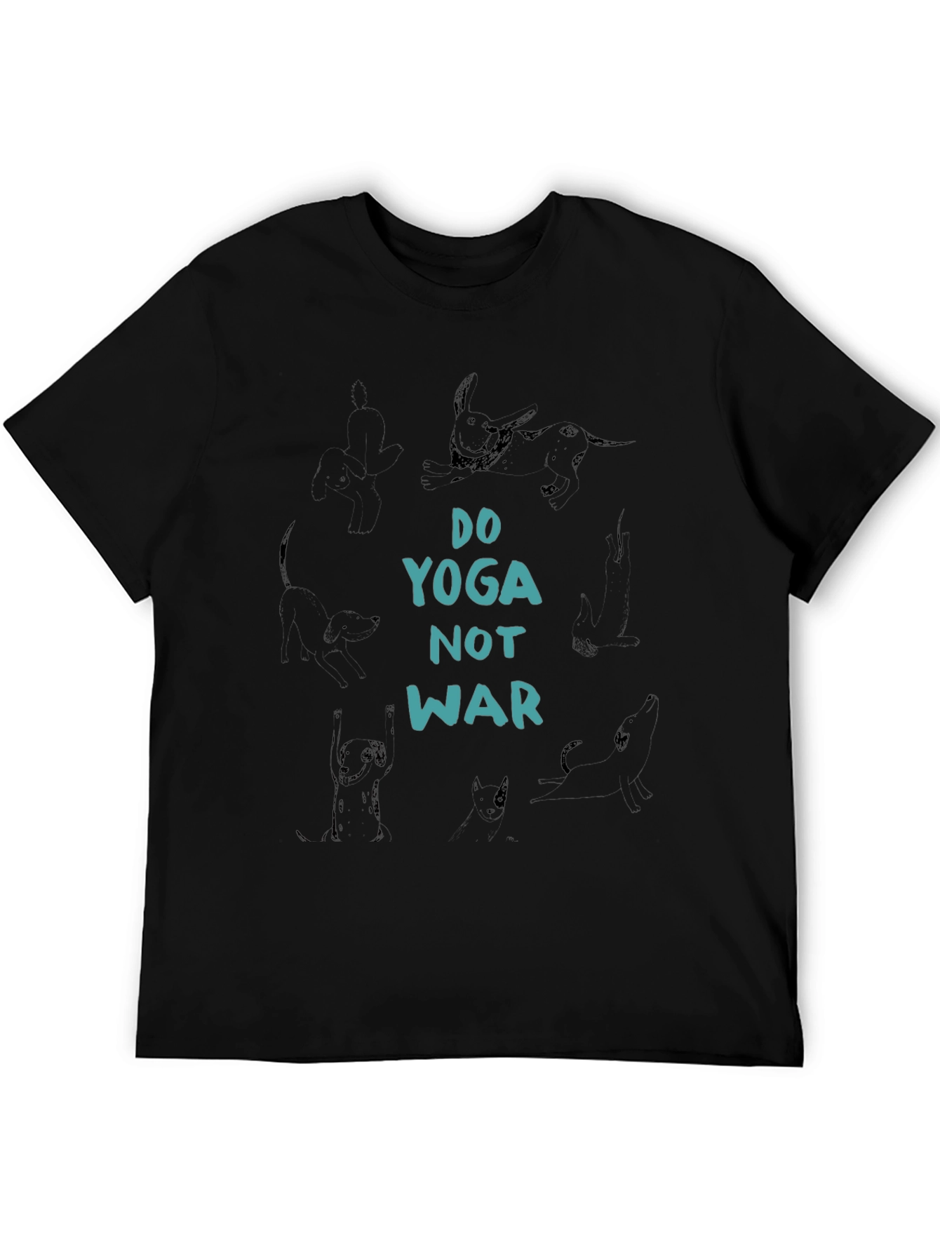 Black Yoga Not War T-Shirt - Black, Relaxed Fit view 5