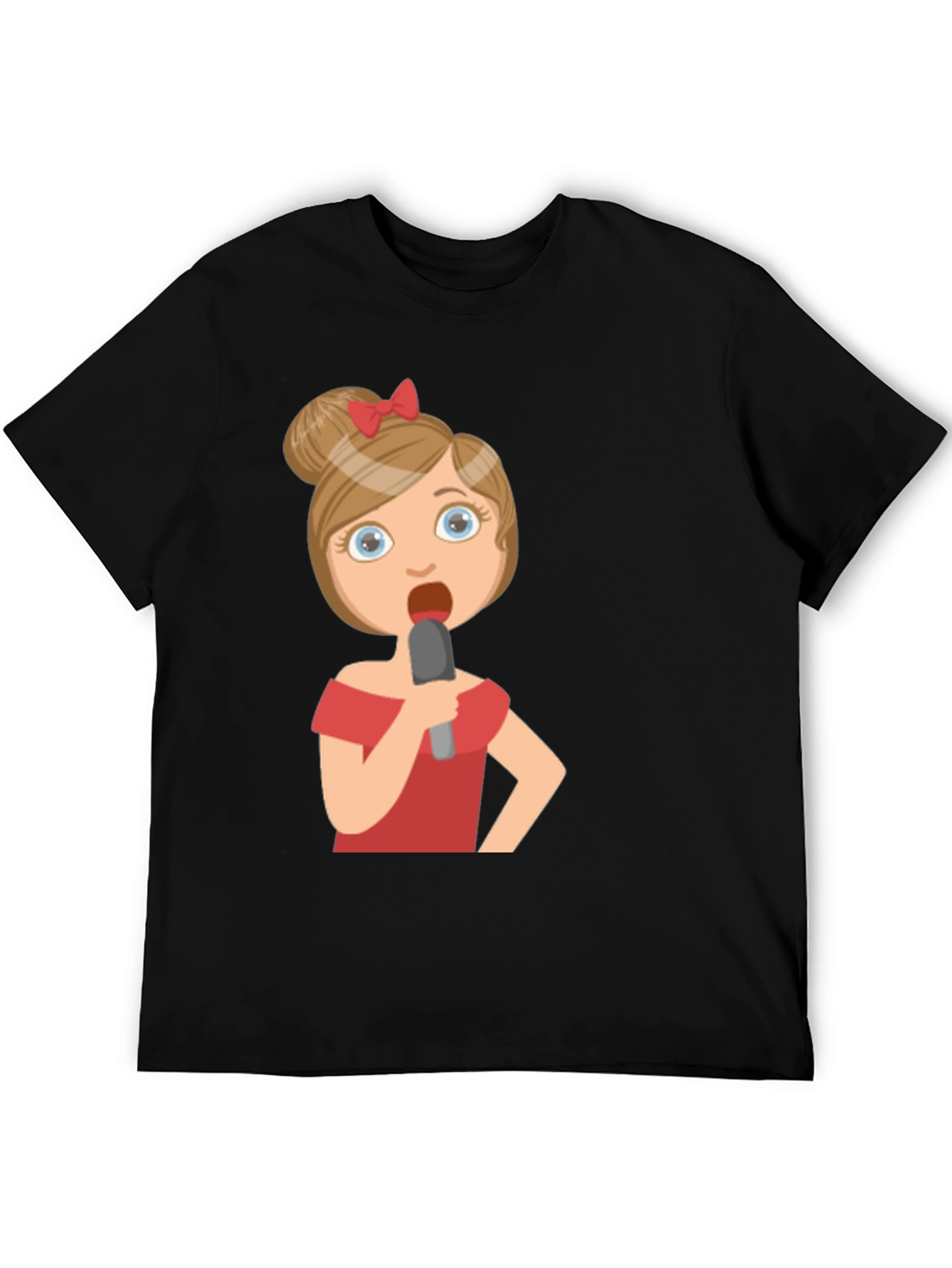 Black Singing Girl Graphic Tee - Black Cotton Blend view 5