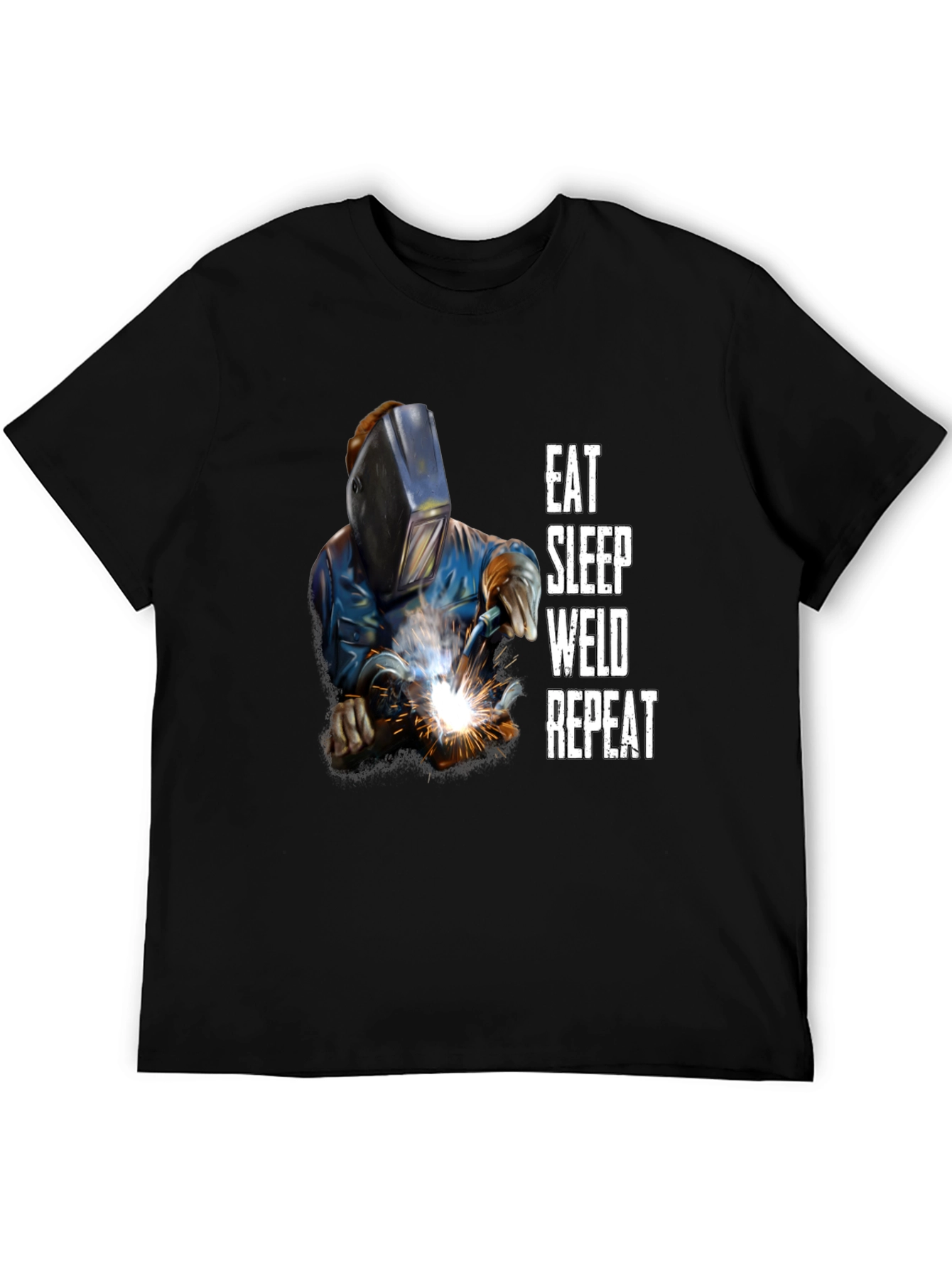 Black Eat Sleep Weld Repeat T-Shirt - Black Welding Tee view 5