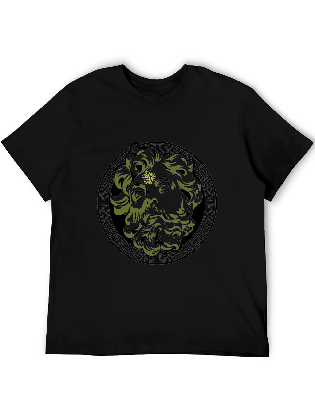 Black Greek God Medusa Graphic Tee - Black view 5