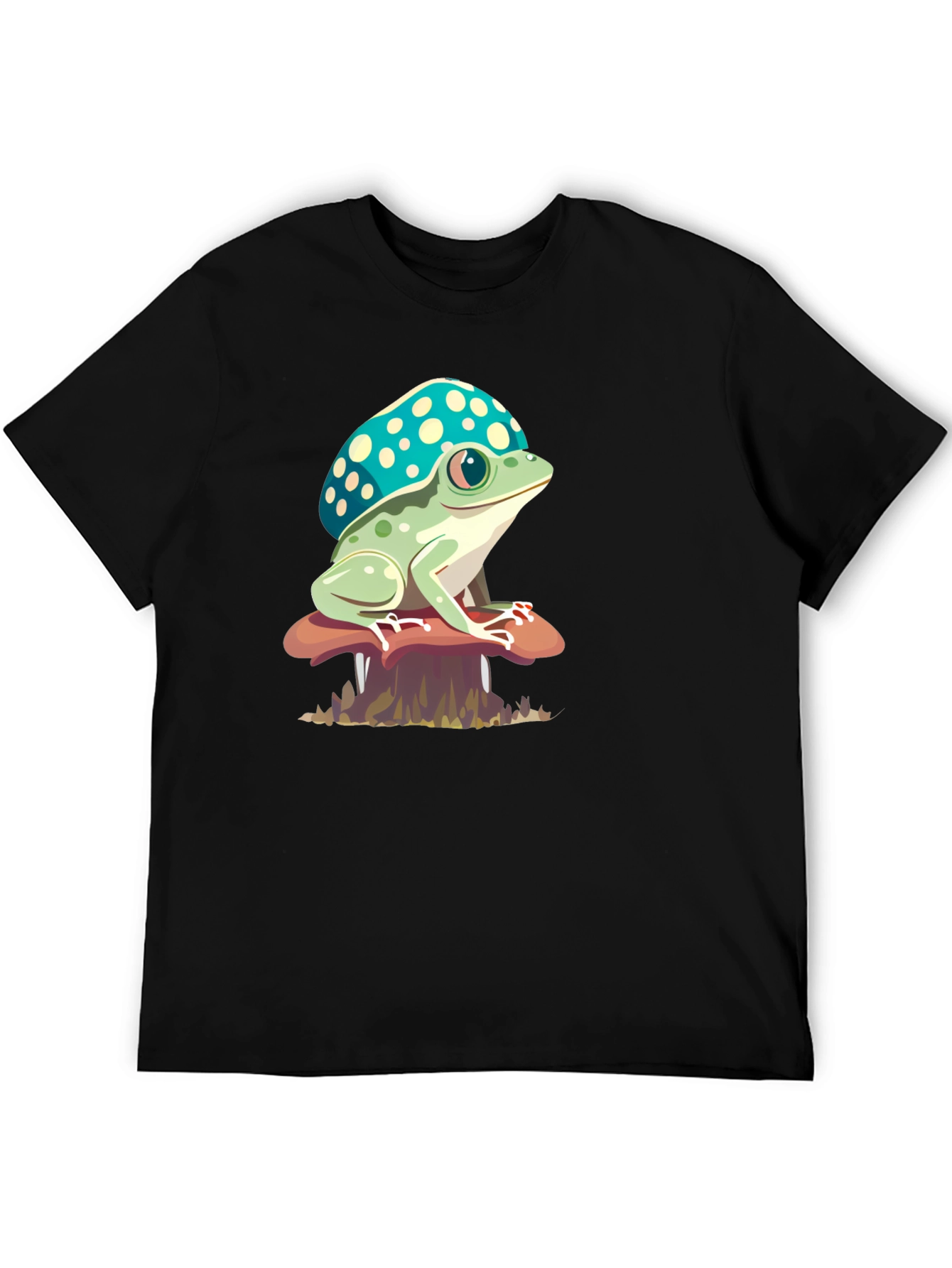 Black Frog on Mushroom Tee view 5