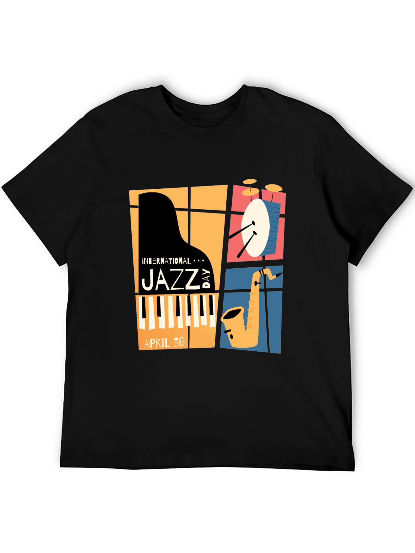 Black International Jazz Day Graphic T-Shirt view 5