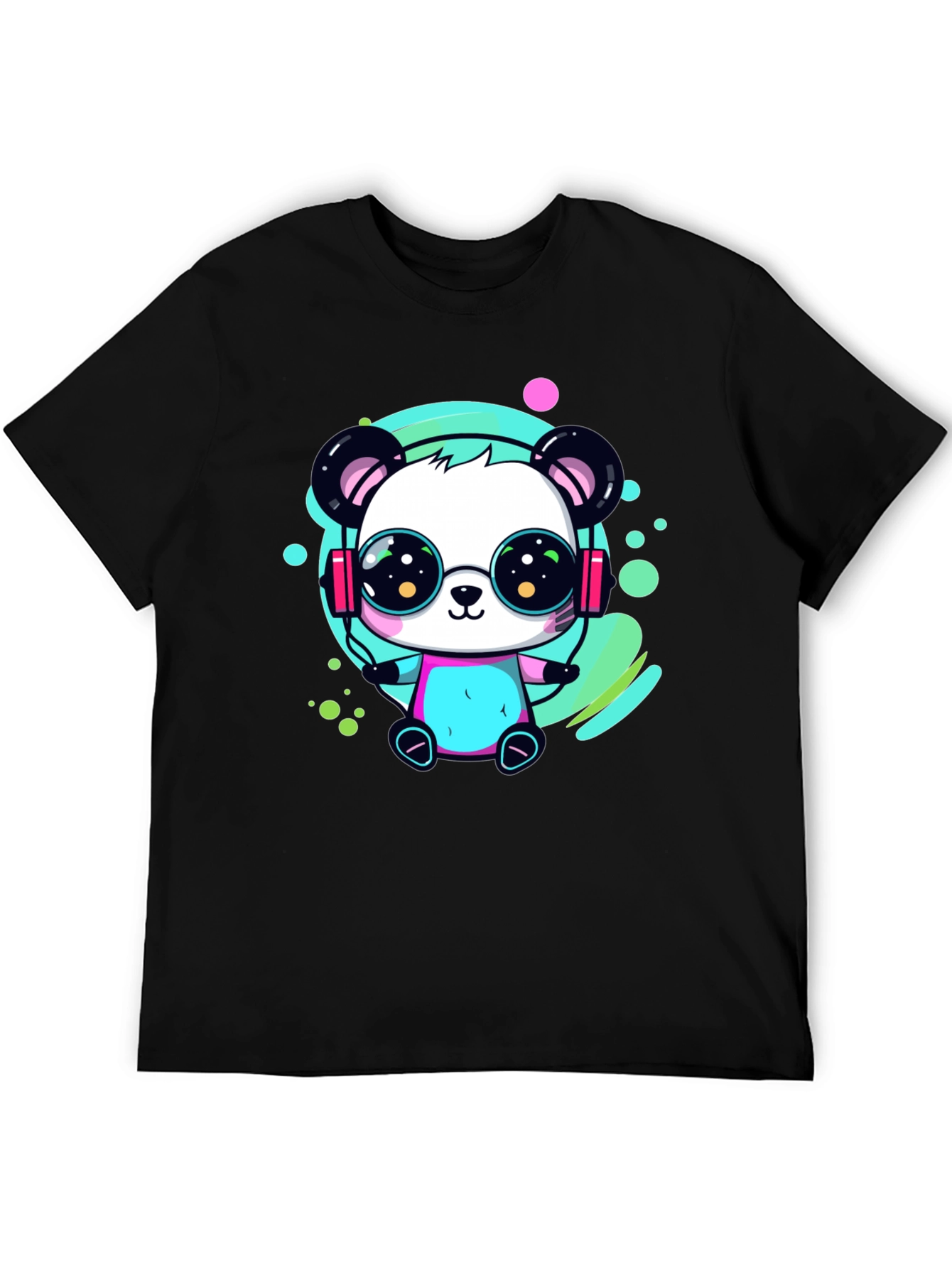 Black Cool Panda Graphic Tee view 5