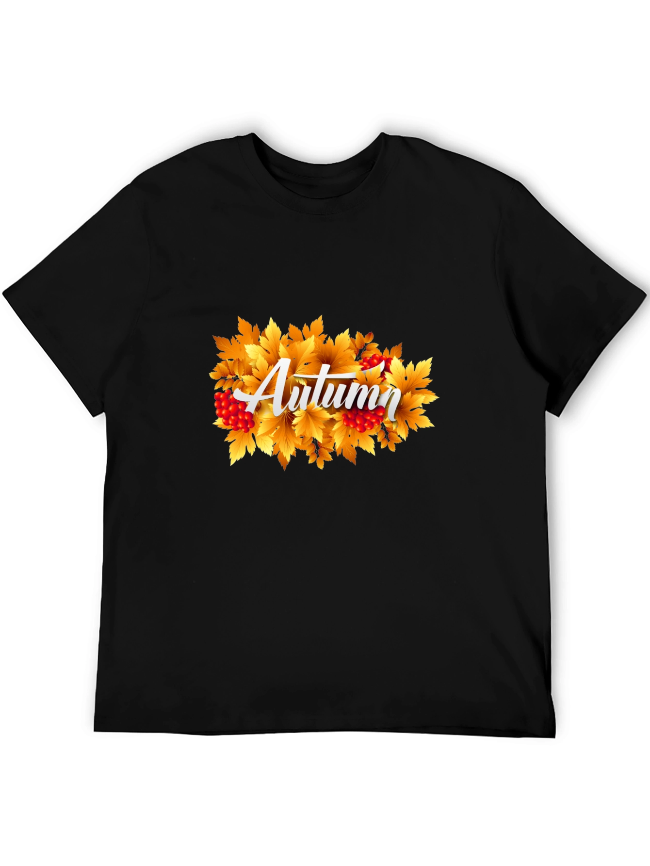Black Autumn Leaves Graphic Tee - Black Cotton view 5